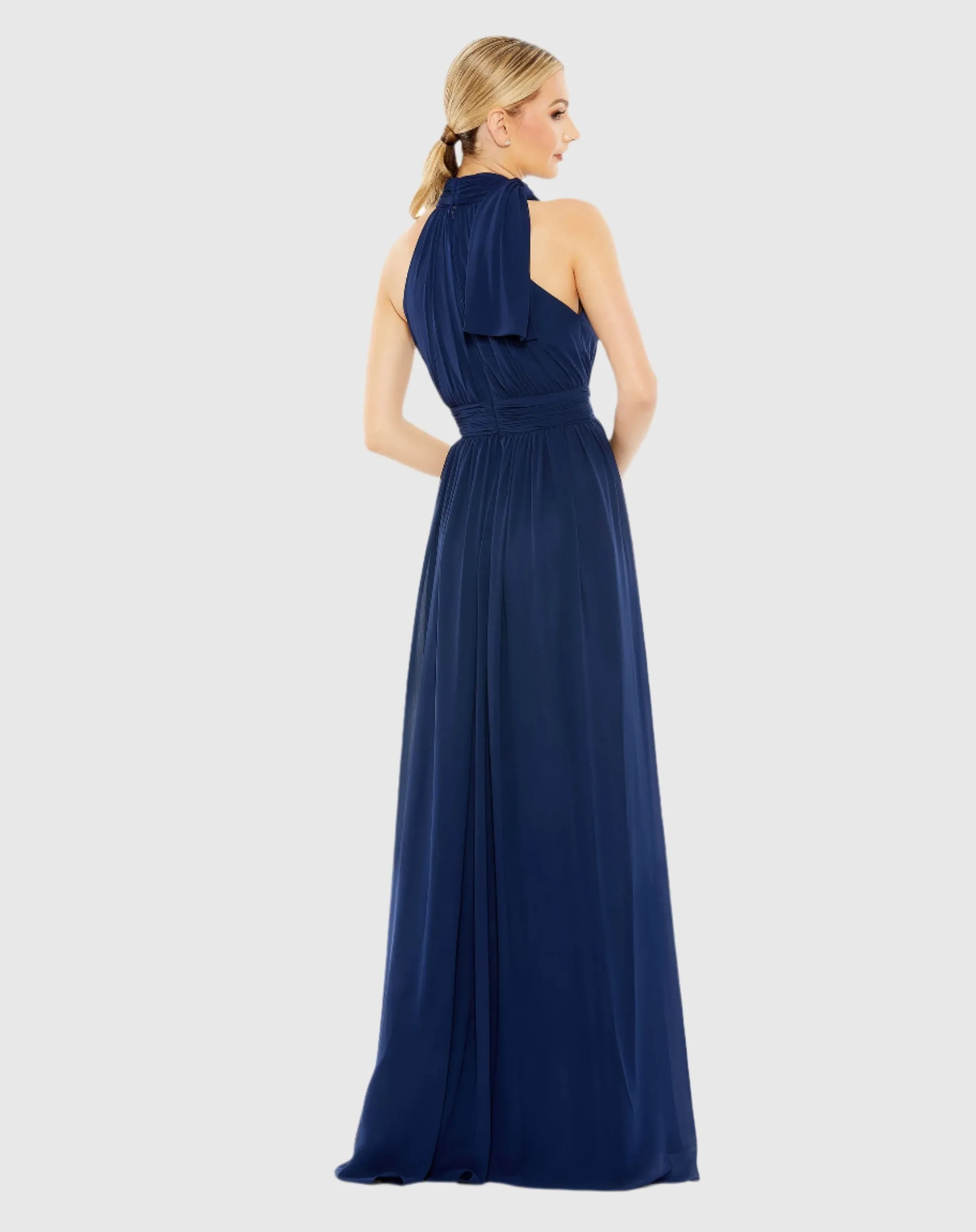 High neck chiffon evening gown - Navy