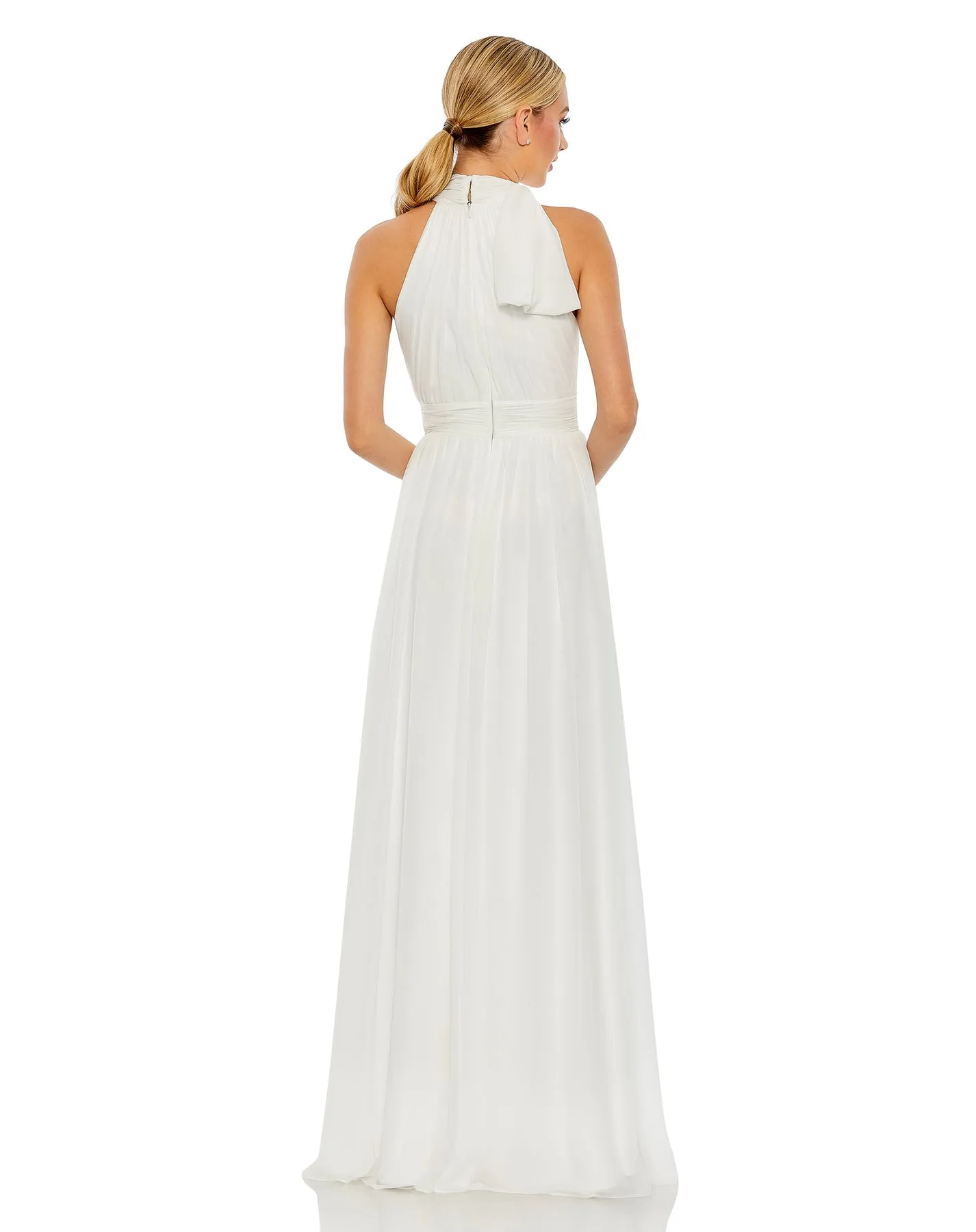 High neck chiffon evening gown - Navy