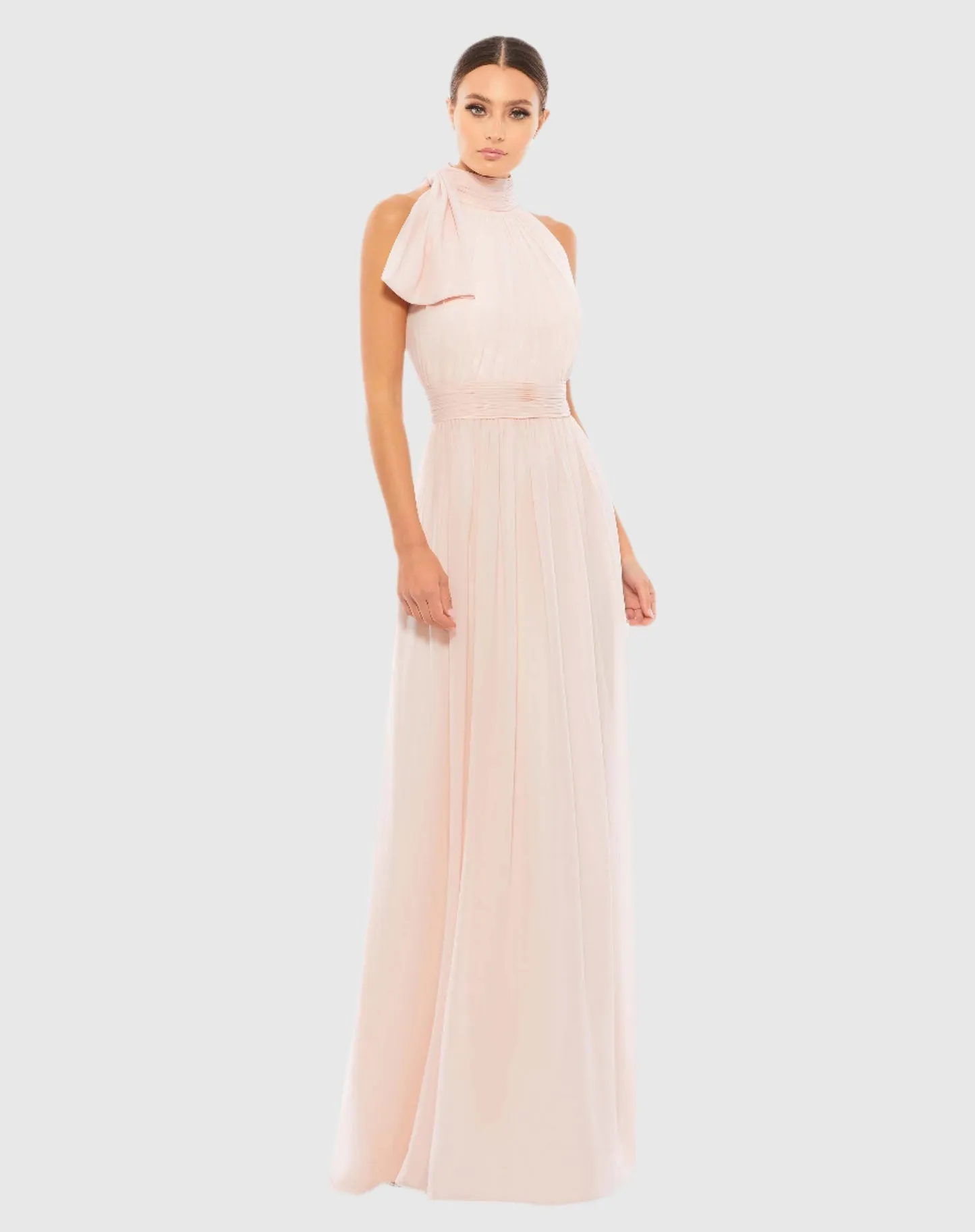 High neck chiffon evening gown - Navy