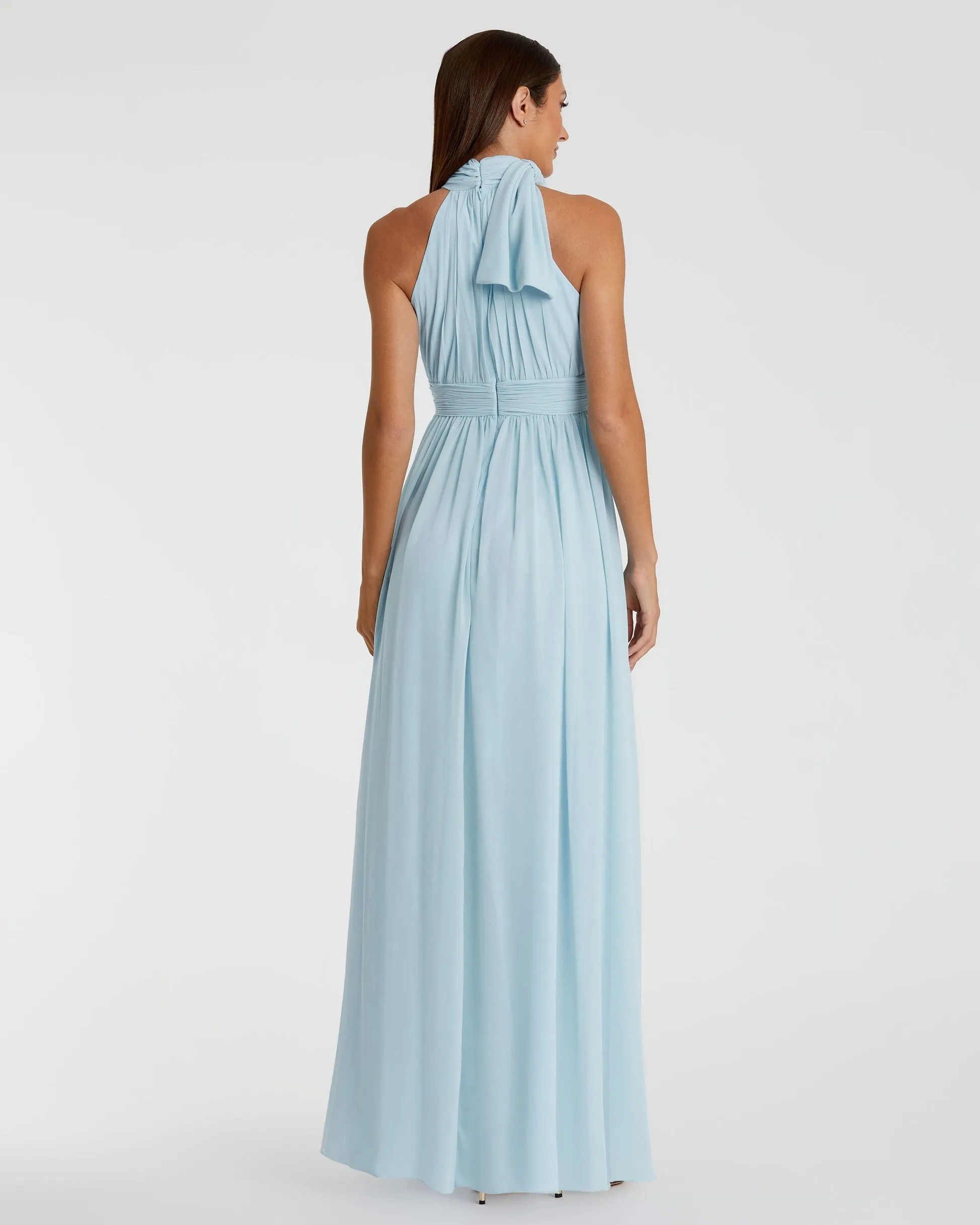 High neck chiffon evening gown - Navy