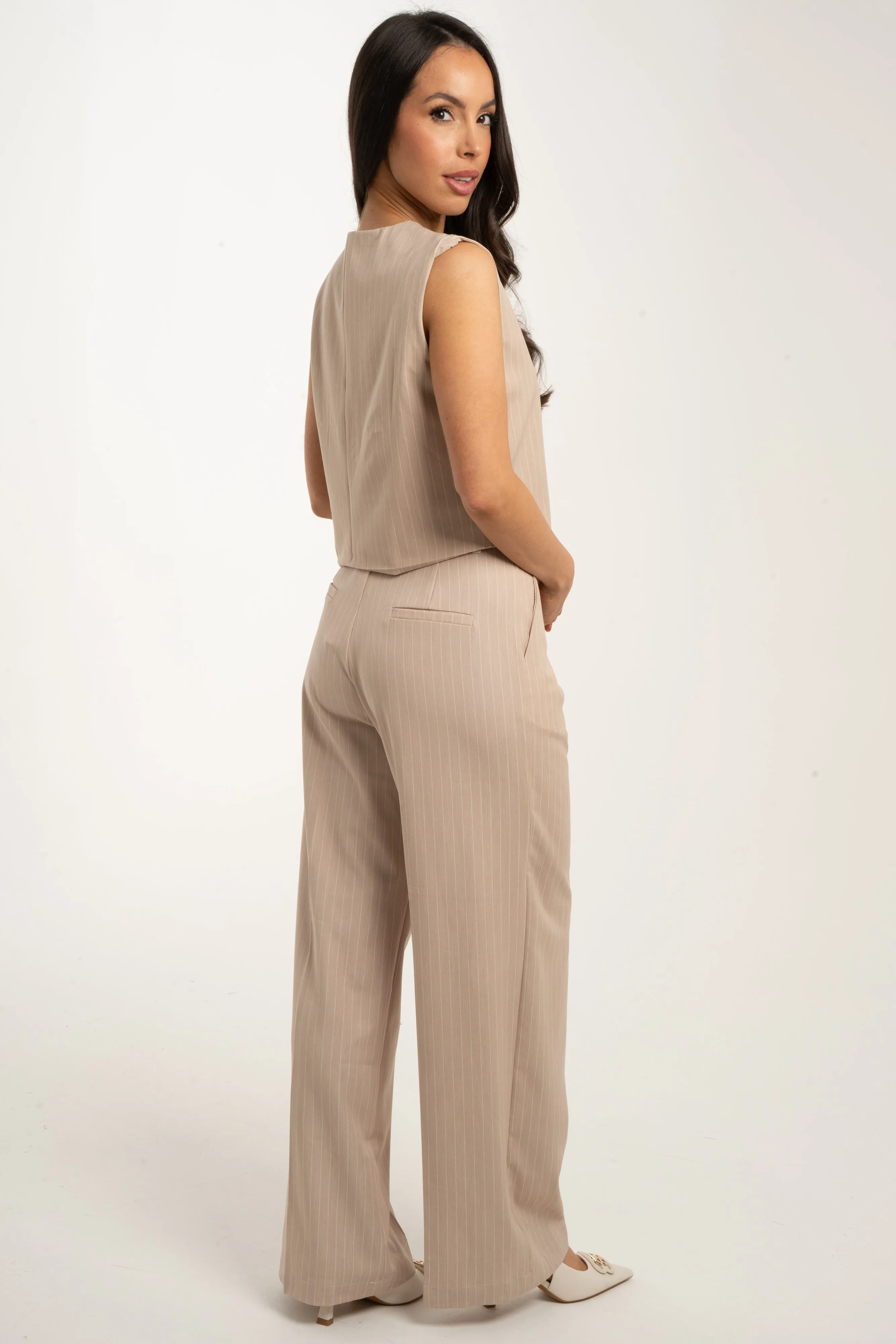 Holly Pinstripe Two Piece In Neutral