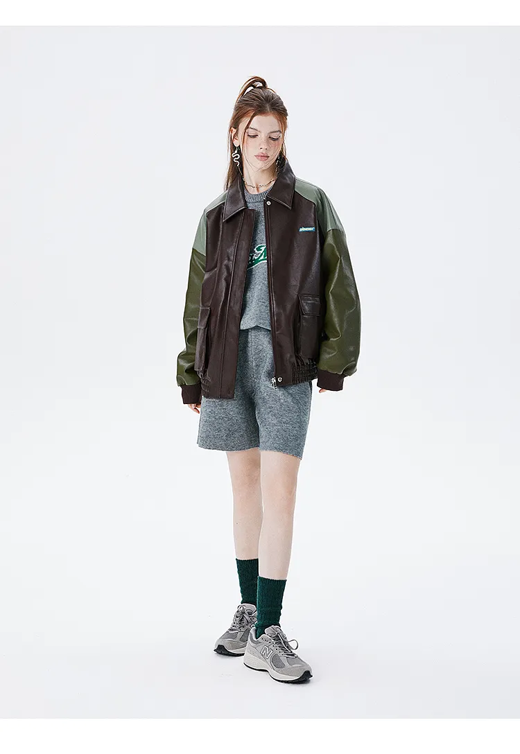 I'M ONE Women's versatile retro wind splicing tide cool loose biker clothes baseball suit fall new jacket