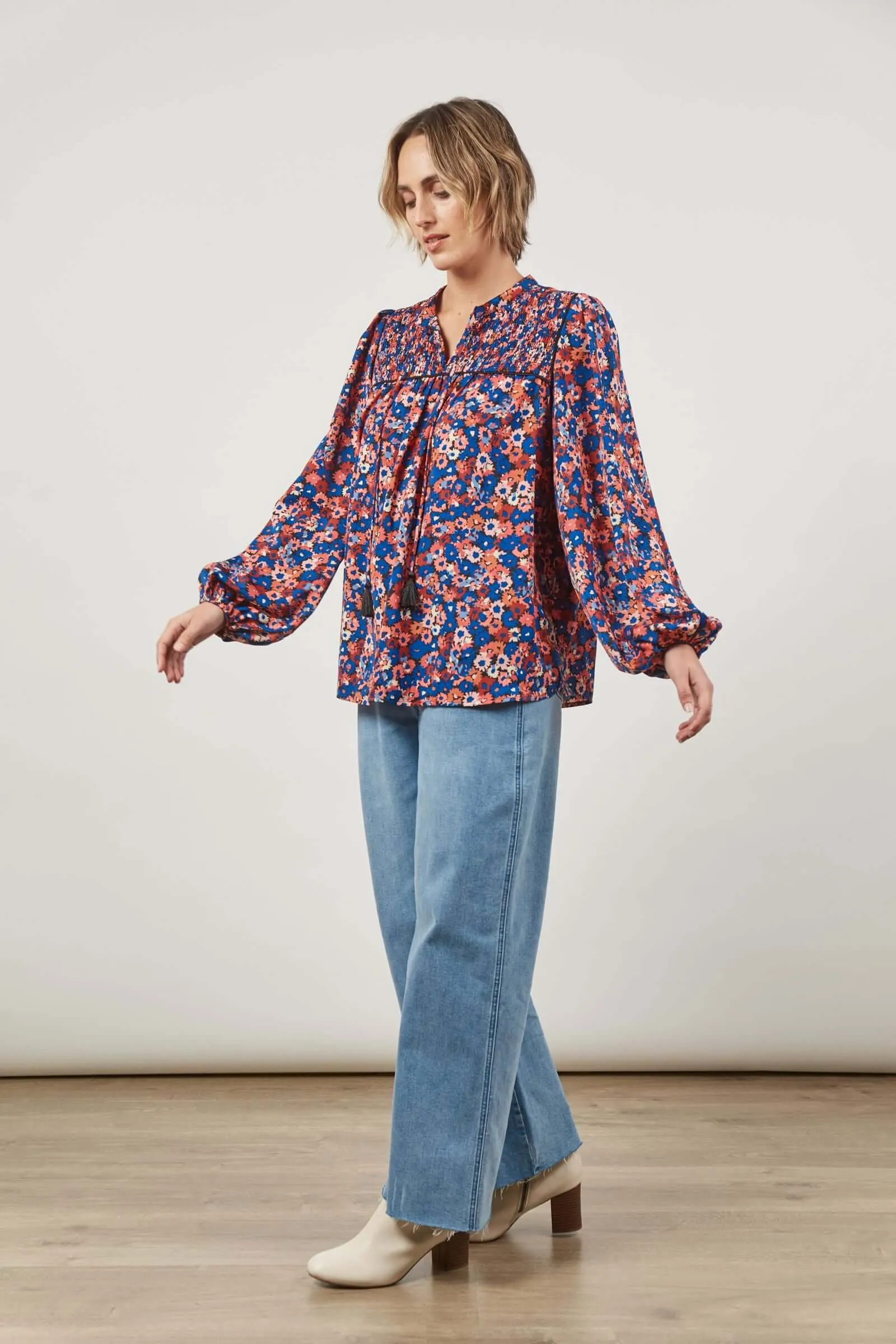 Isle of Mine Romance Blouse in Azure Bloom