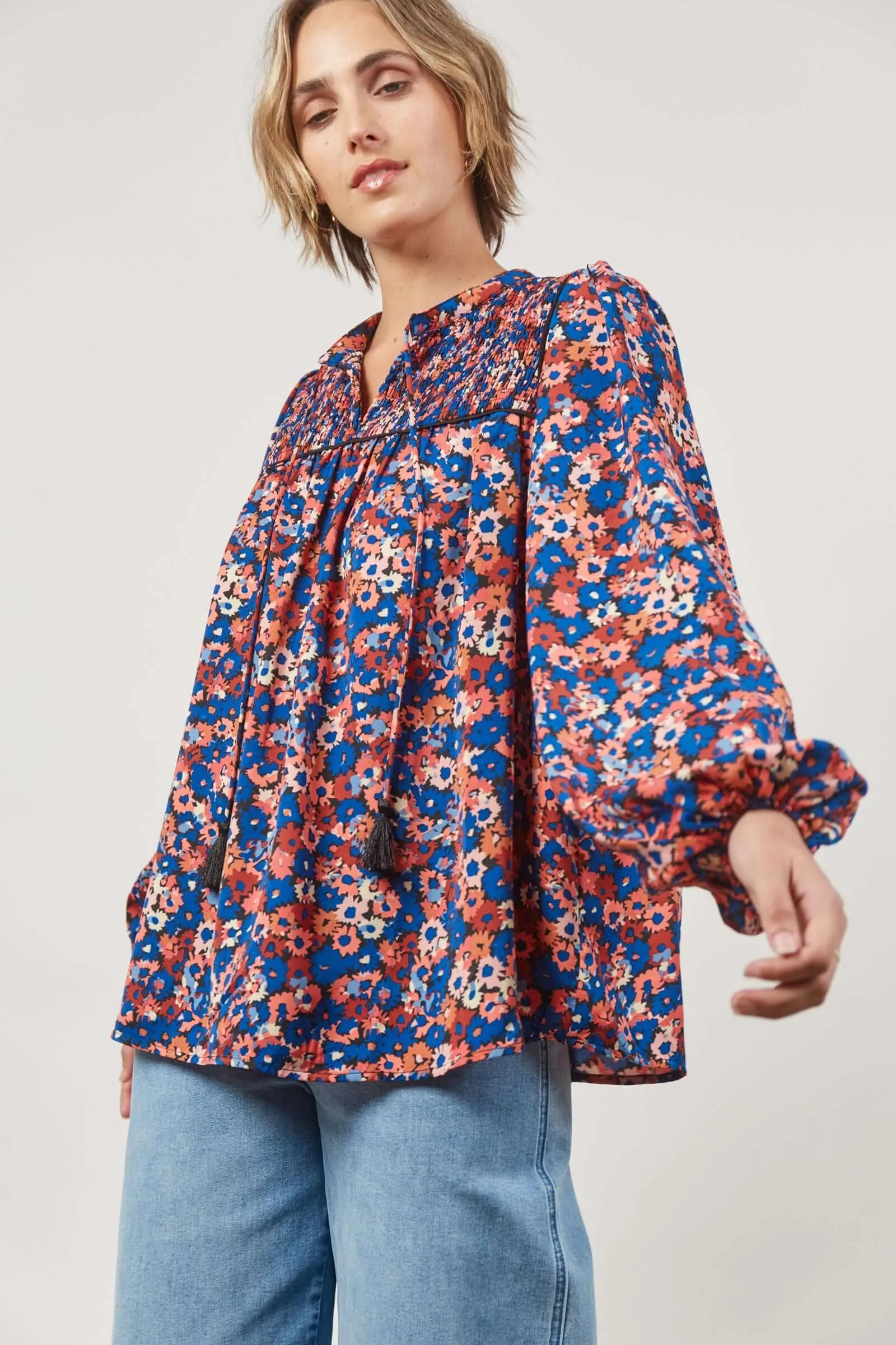 Isle of Mine Romance Blouse in Azure Bloom