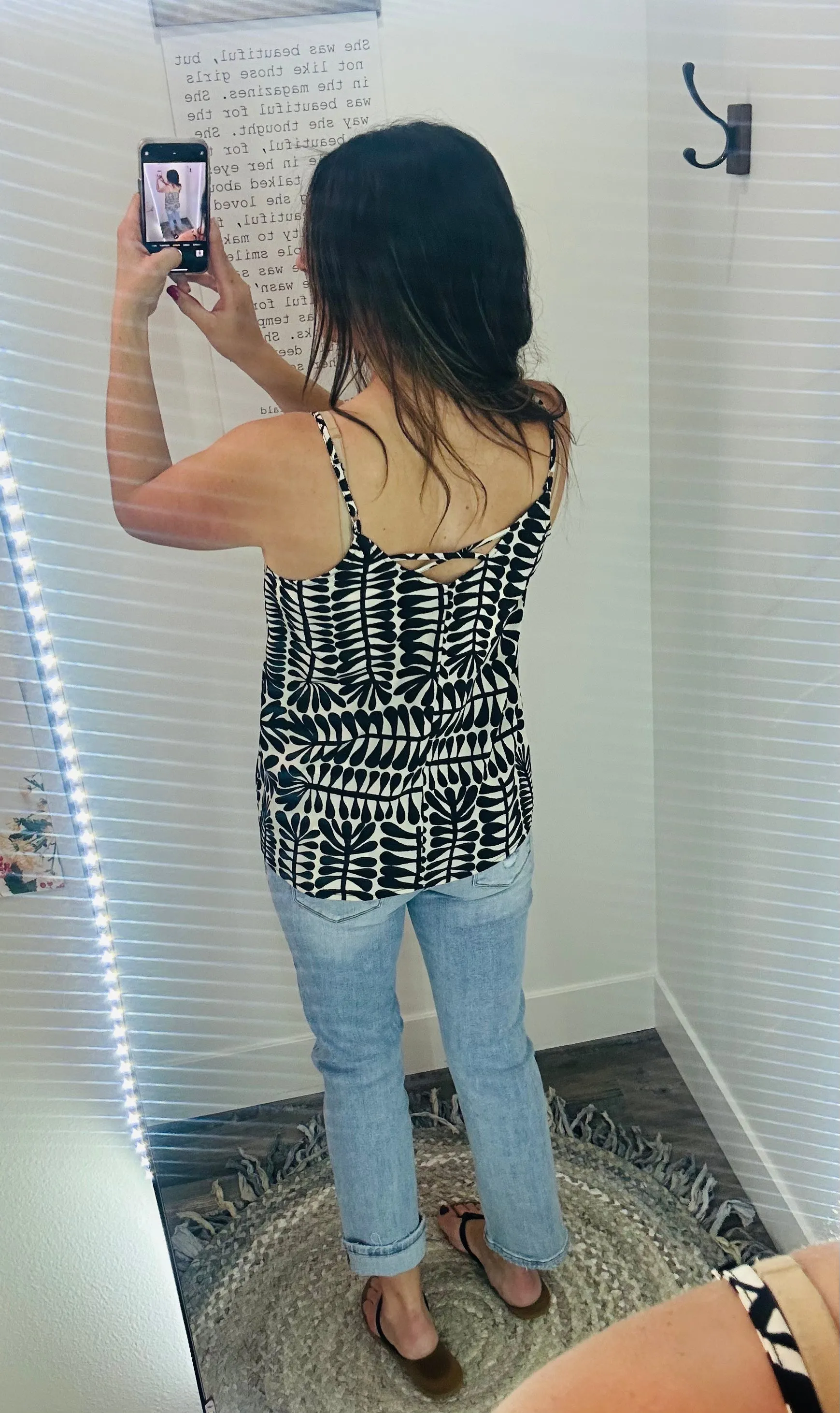 Ivory & Black Geo Print Sleeveless Top