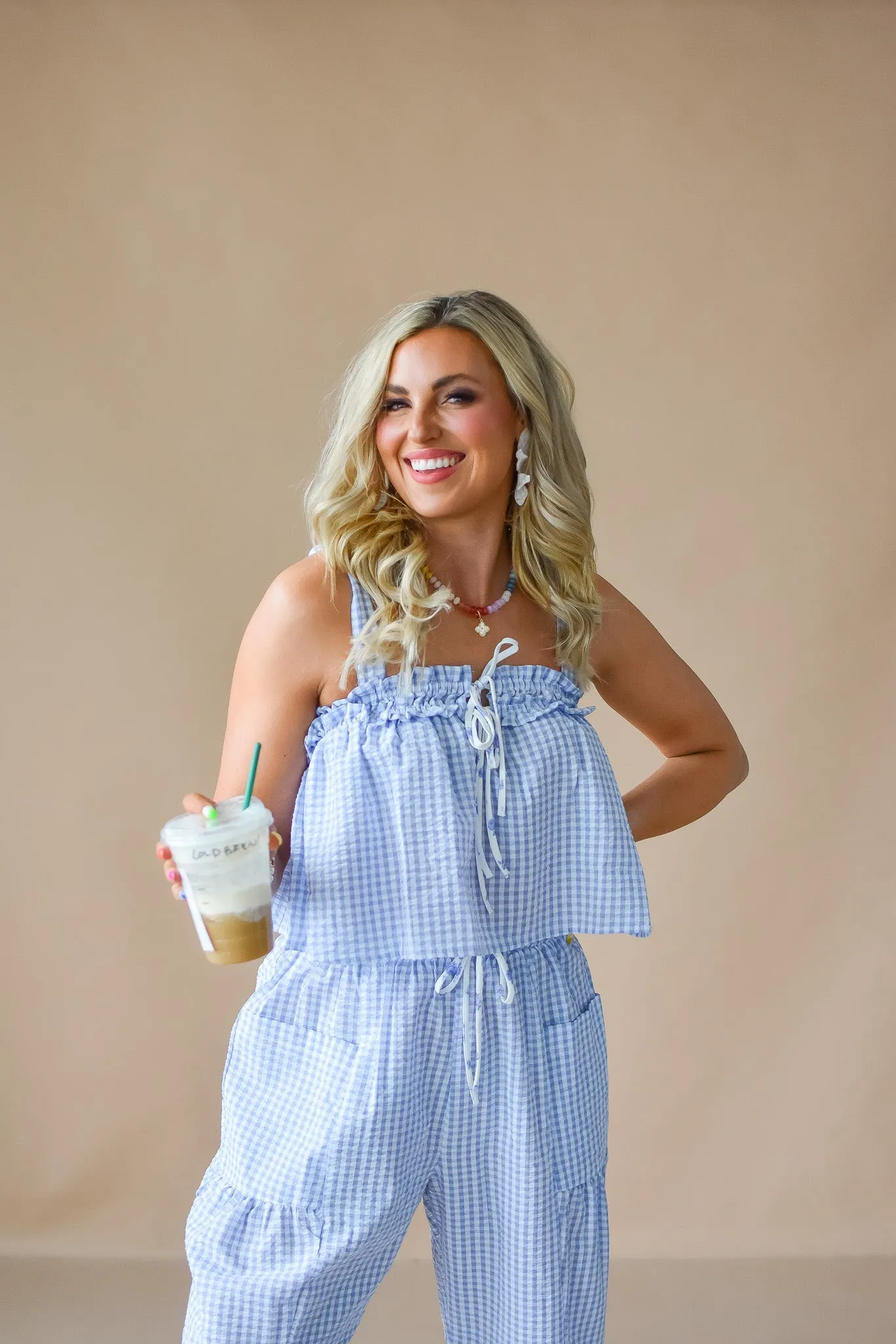 Jenn Gingham Top in Blue