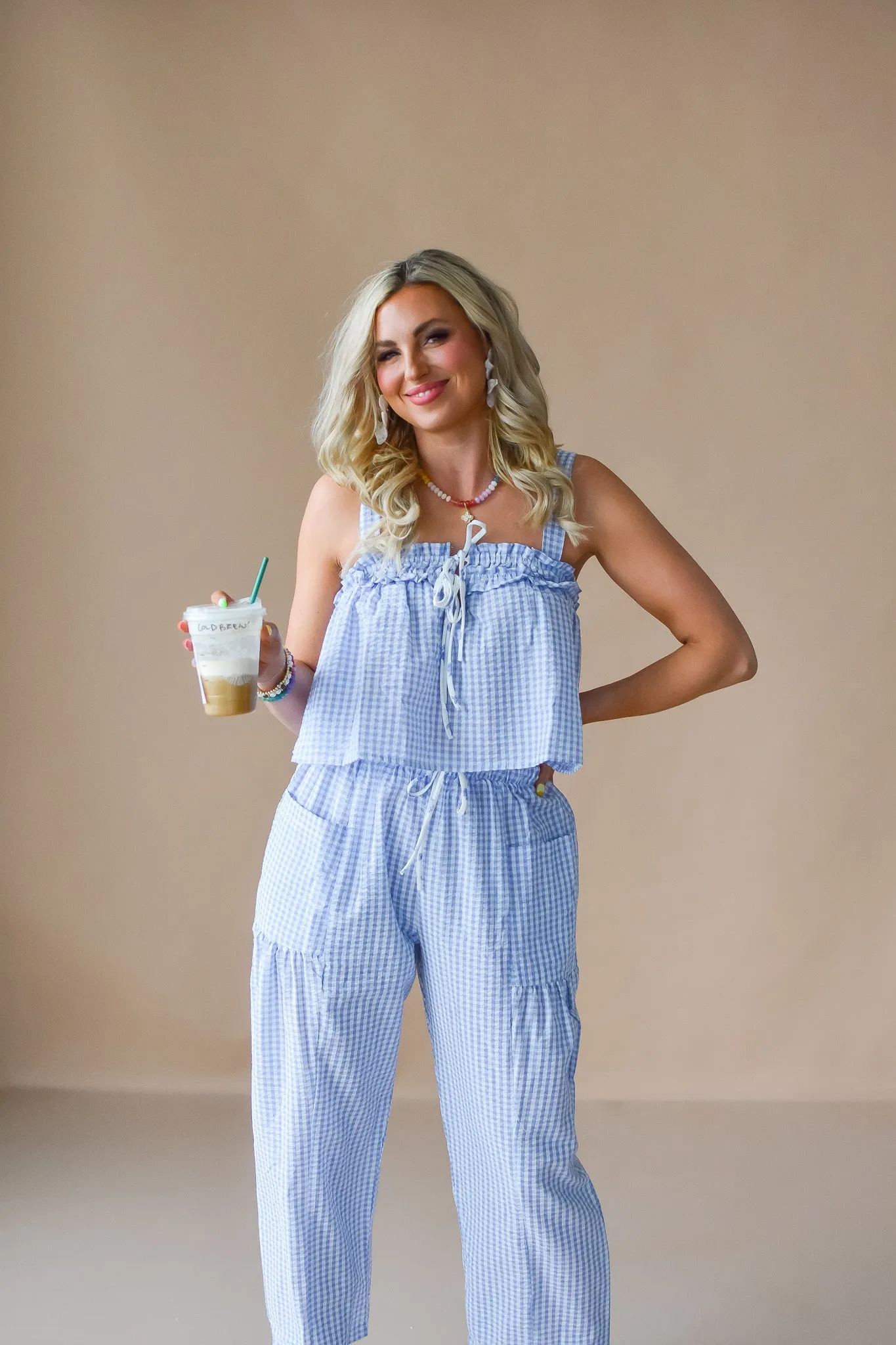 Jenn Gingham Top in Blue