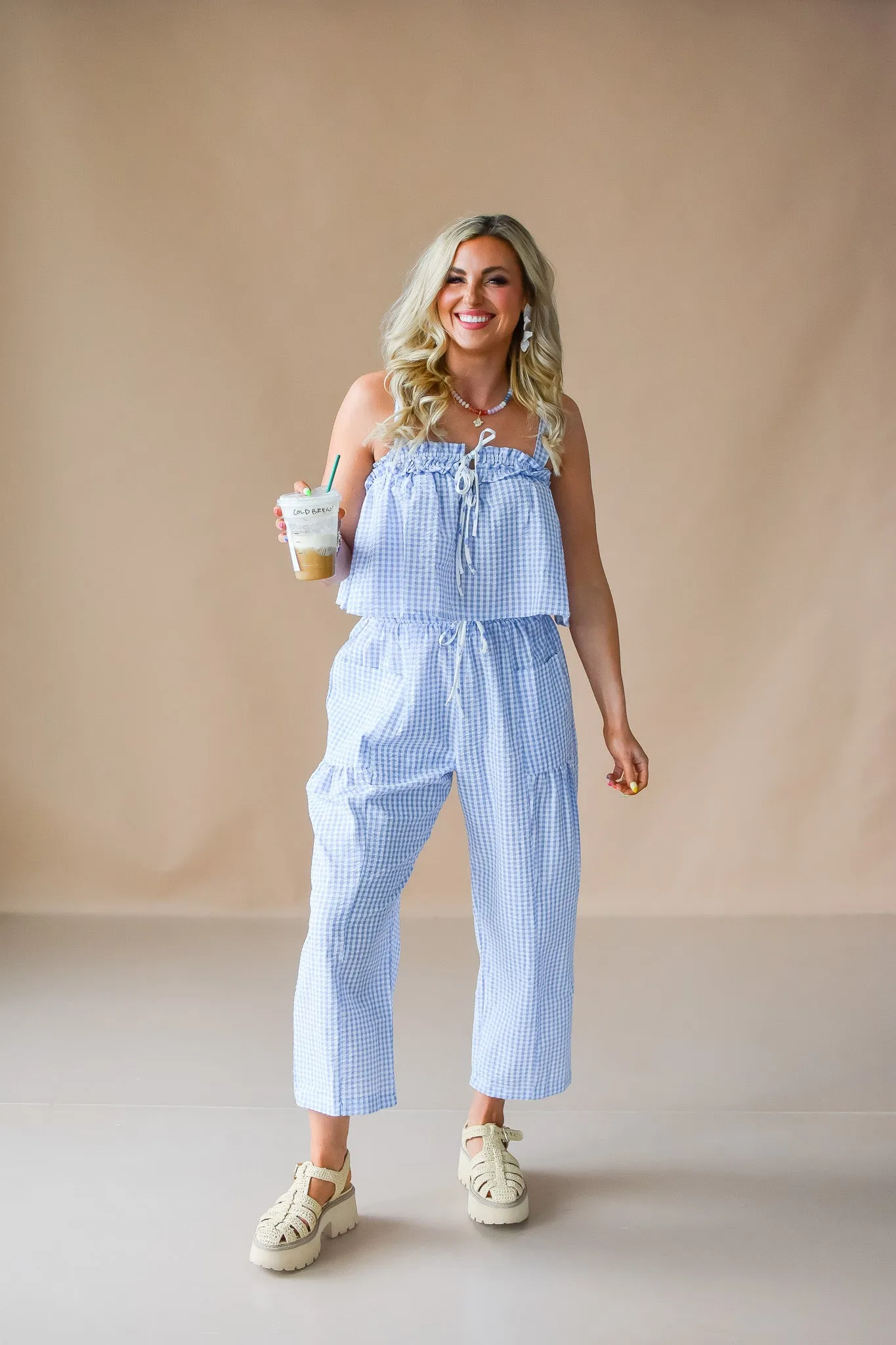 Jenn Gingham Top in Blue