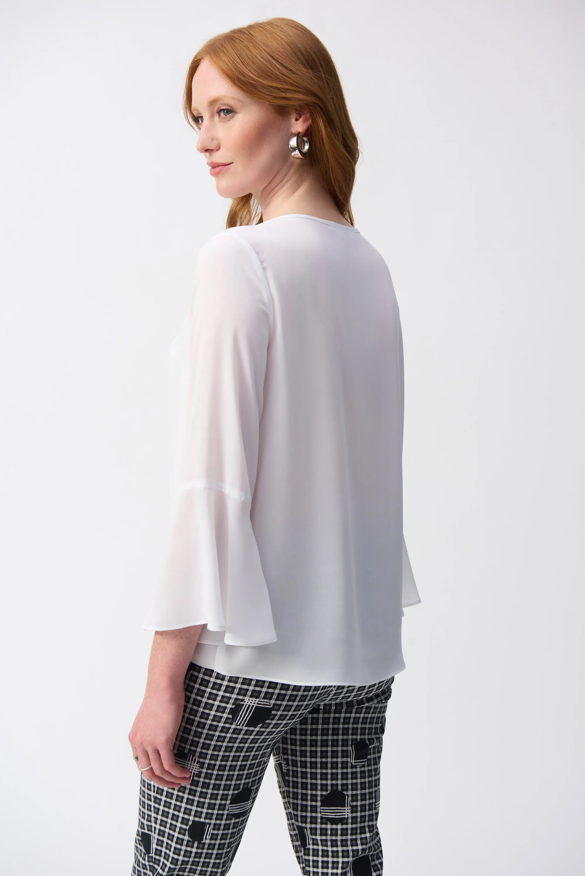 Joseph Ribkoff Off-White top With Flared Sleeve