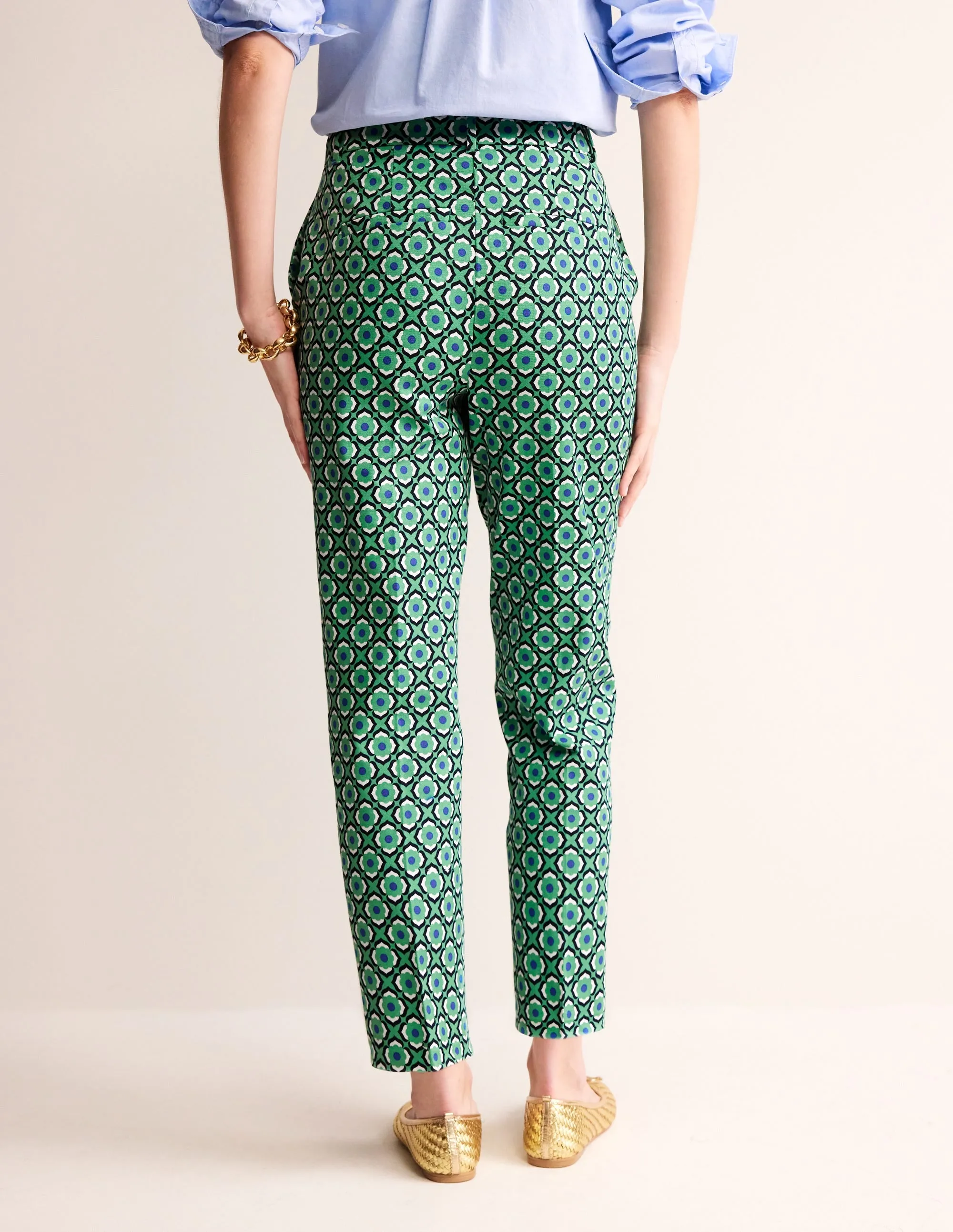 Kew Printed Trousers-Ming Green, Geo Pome
