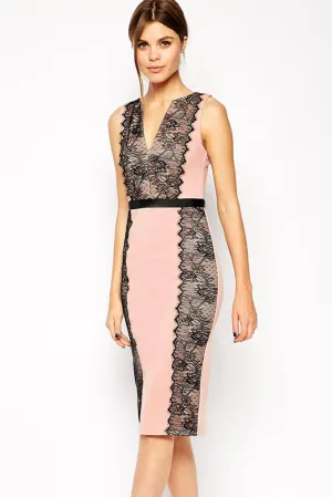 Lace Paneled Body-Conscious Dress