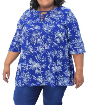 Ladies Printed Criss Cross Detail Flare Tunic