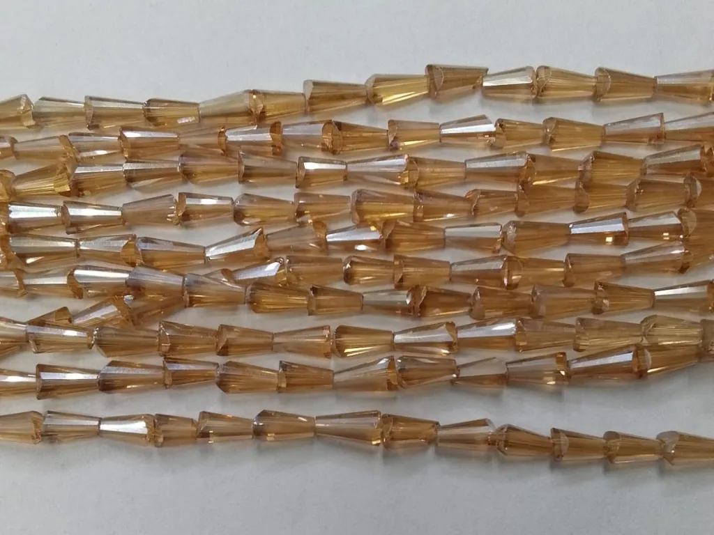 Light Brown Conical Crystal Glass Beads (Wholesale)