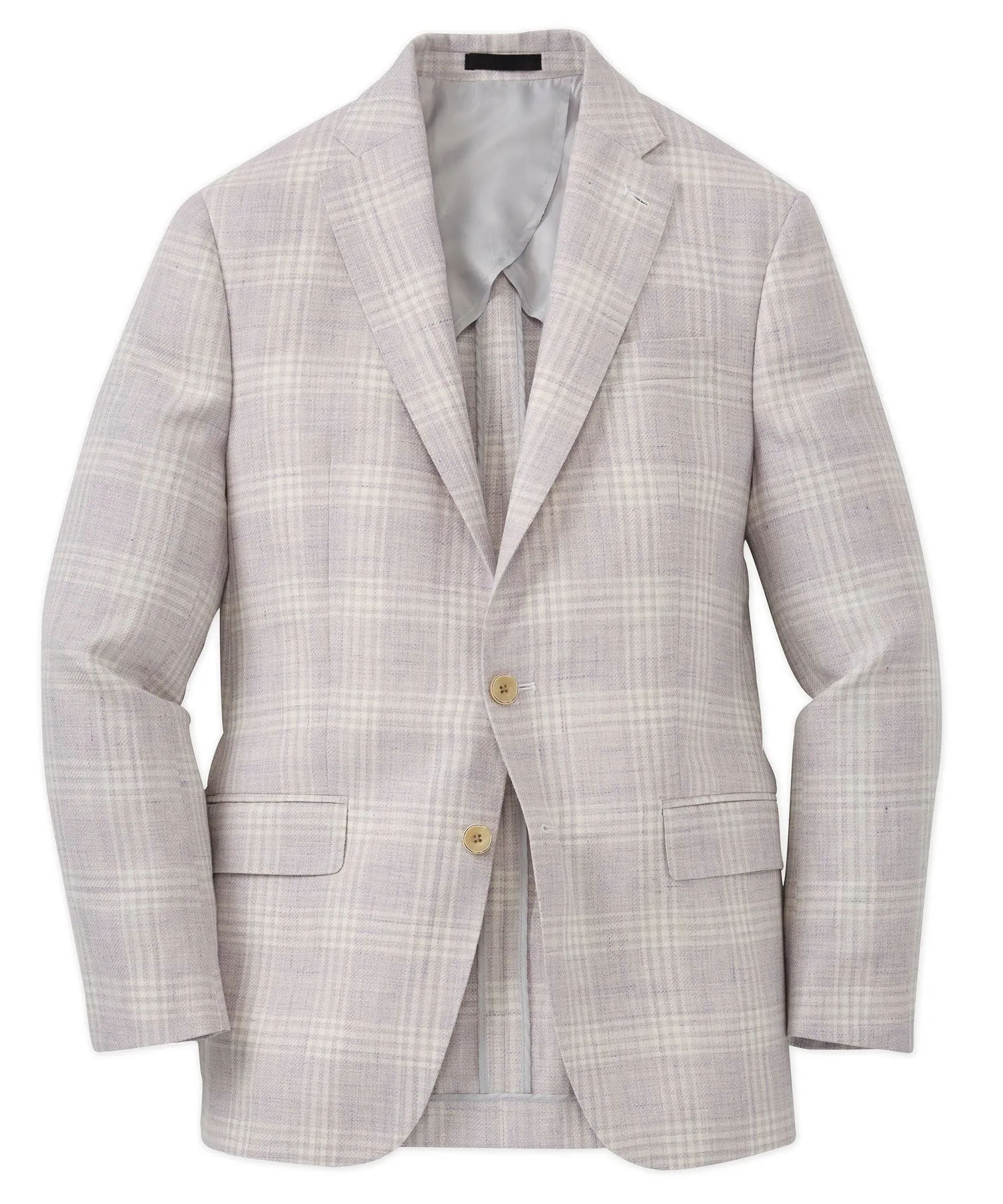Lightweight Linen-Wool Plaid Sport Coat