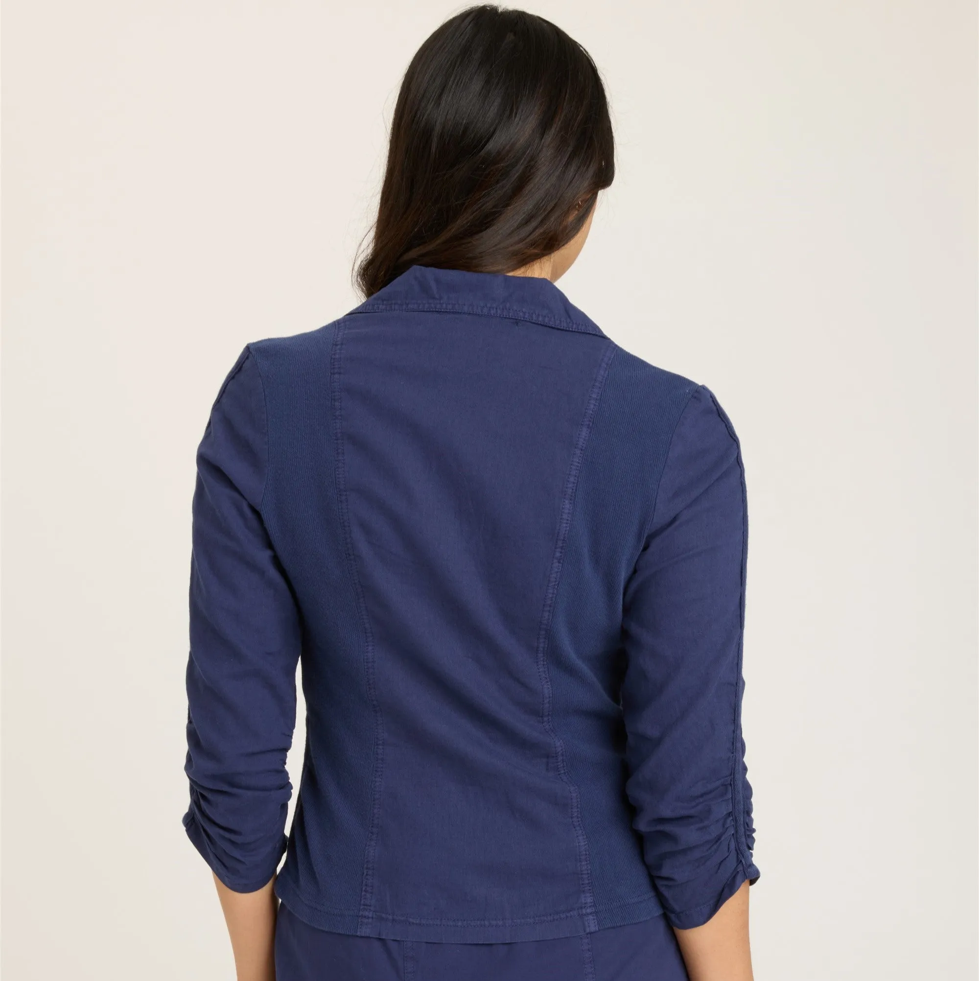 Linen Folksy Jacket Navy