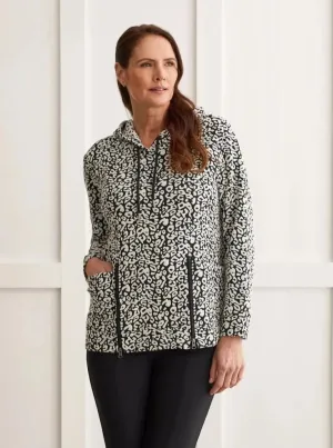 Long Sleeve Hooded Top With Pockets [Black-1451O]