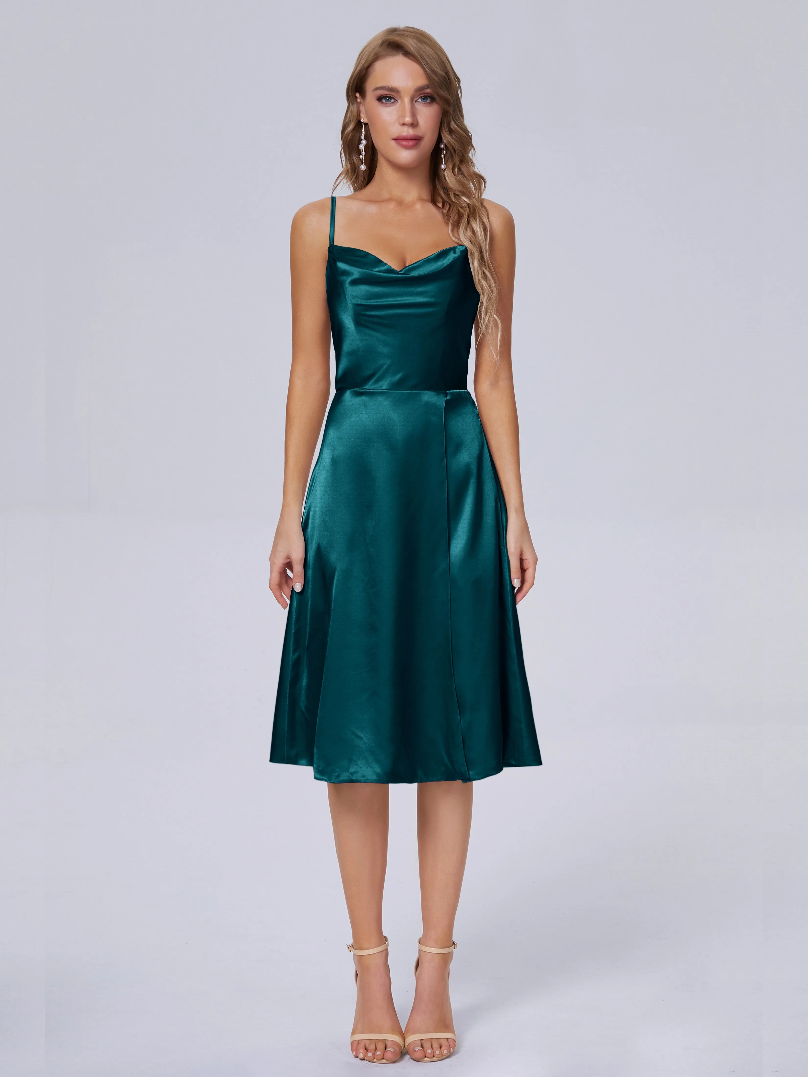 Marley Elegant Split Short Soft Satin Bridesmaid Dresses