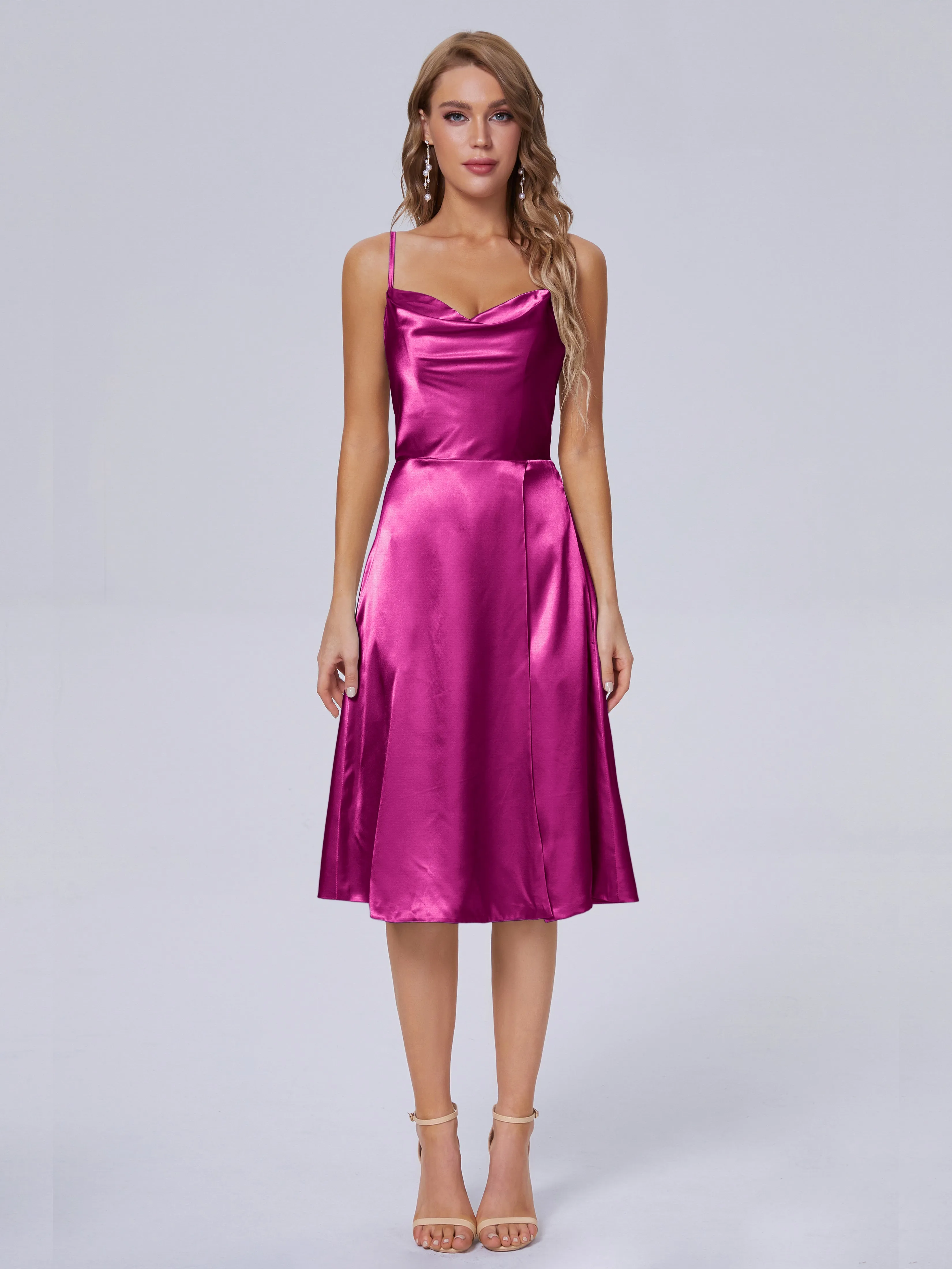Marley Elegant Split Short Soft Satin Bridesmaid Dresses