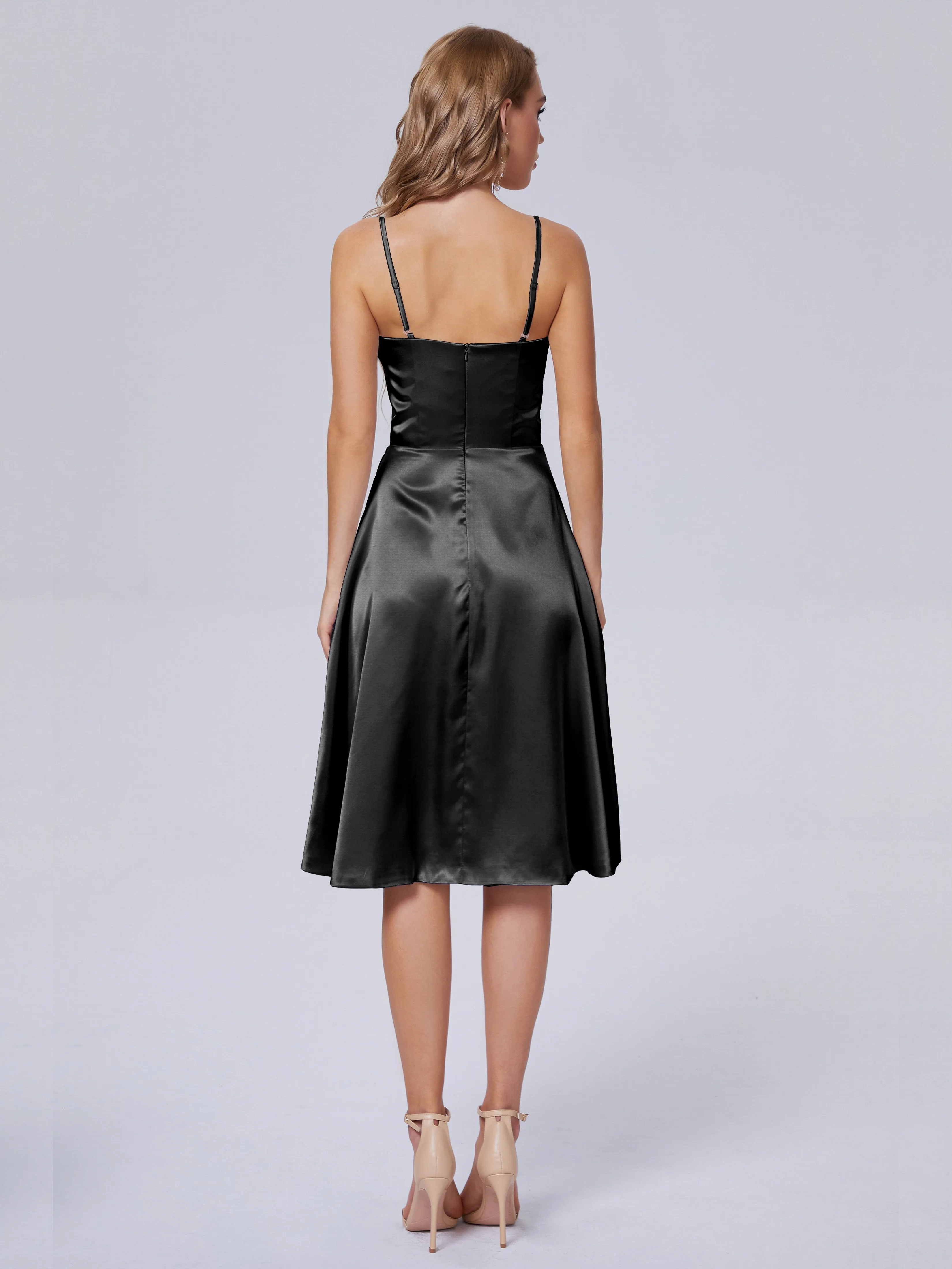 Marley Elegant Split Short Soft Satin Bridesmaid Dresses