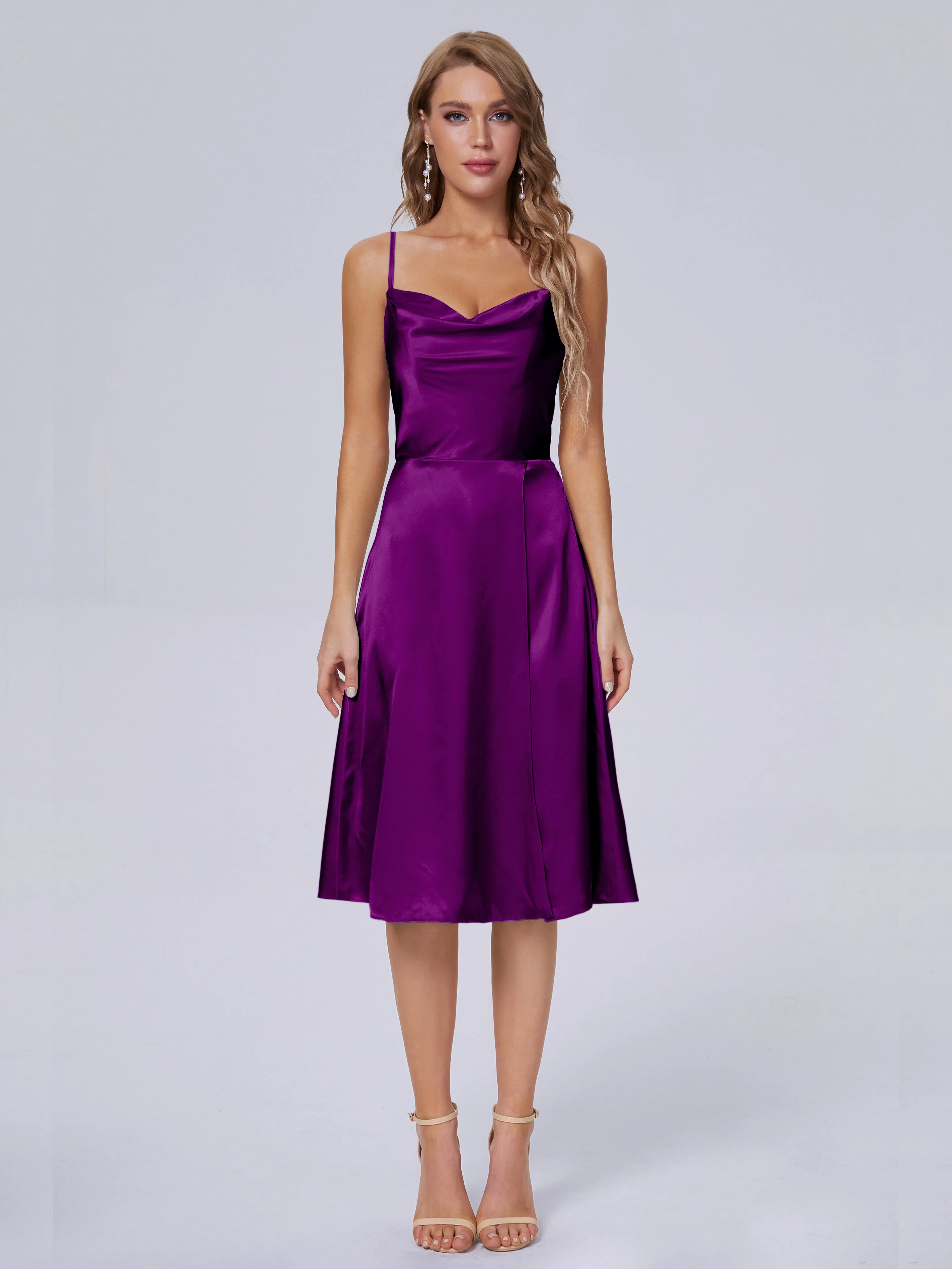 Marley Elegant Split Short Soft Satin Bridesmaid Dresses