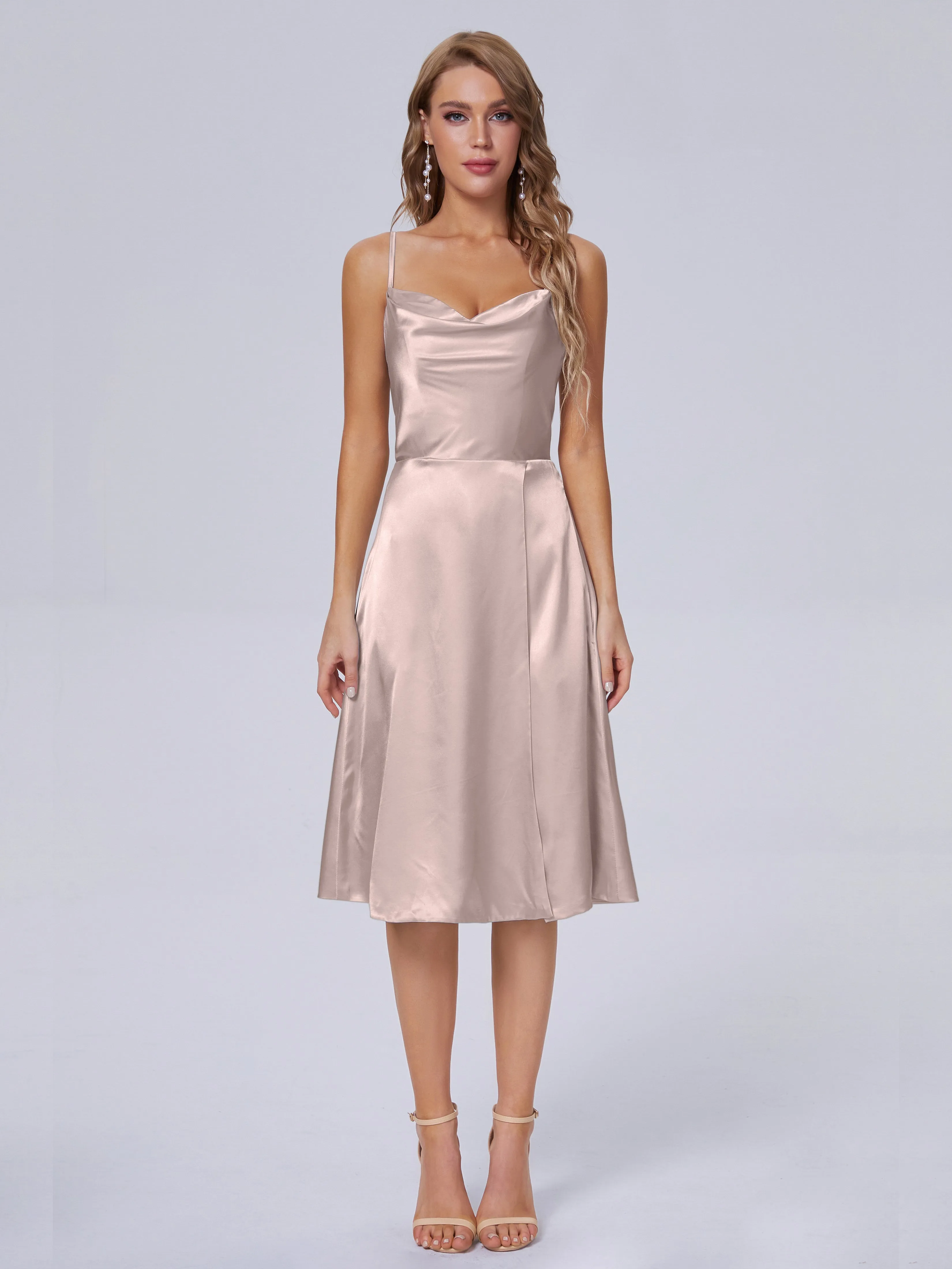 Marley Elegant Split Short Soft Satin Bridesmaid Dresses