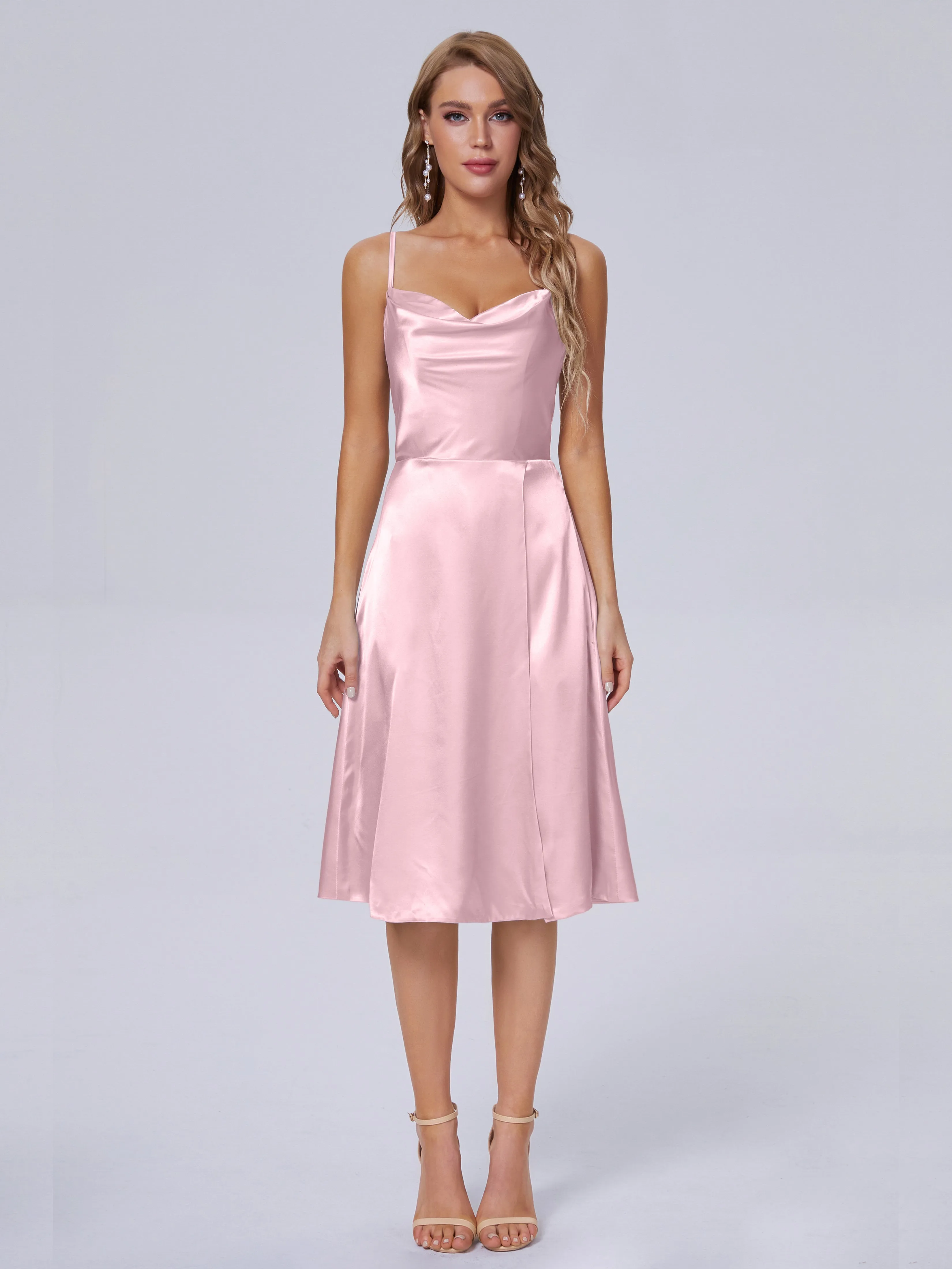 Marley Elegant Split Short Soft Satin Bridesmaid Dresses