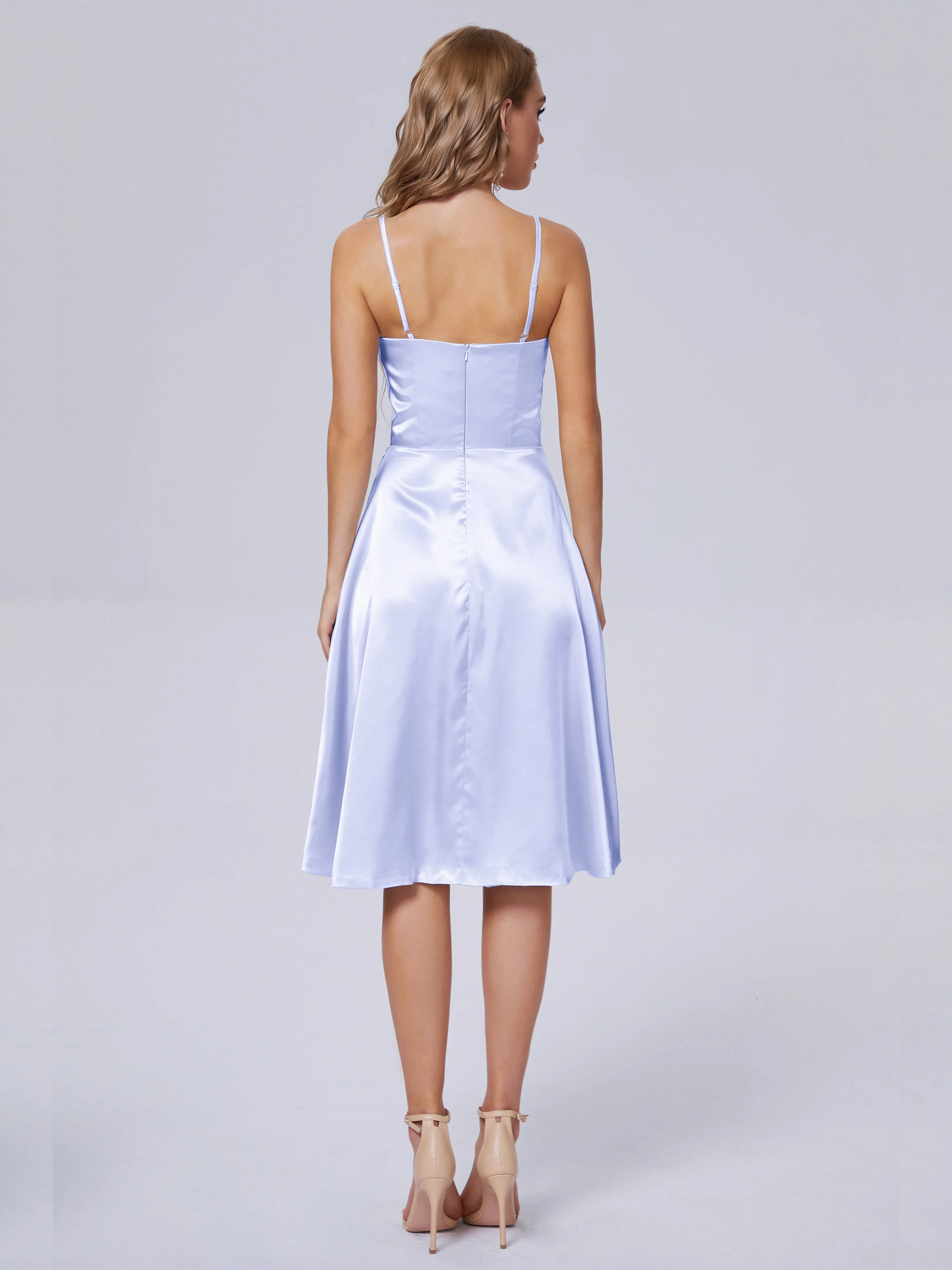 Marley Elegant Split Short Soft Satin Bridesmaid Dresses
