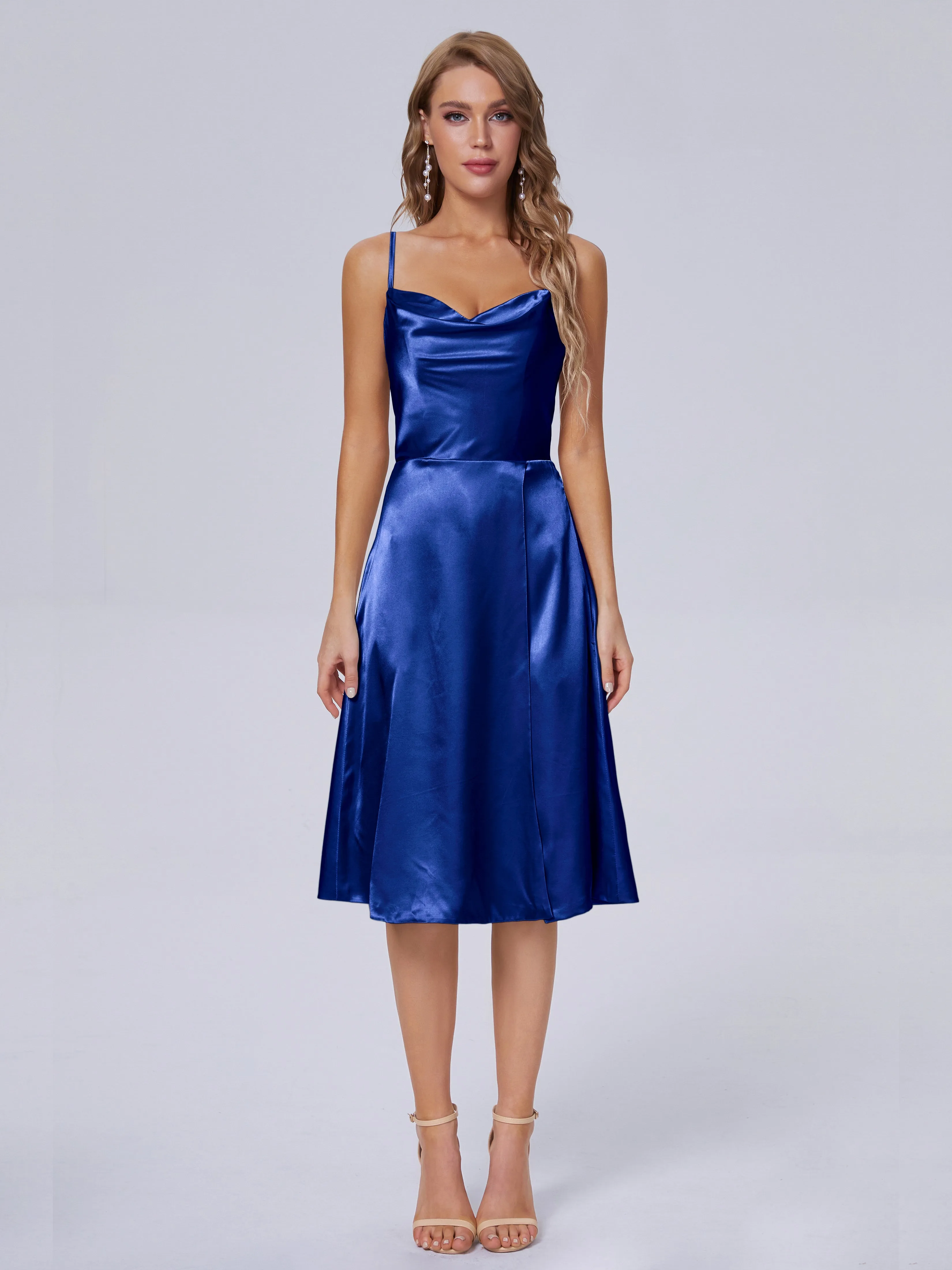 Marley Elegant Split Short Soft Satin Bridesmaid Dresses