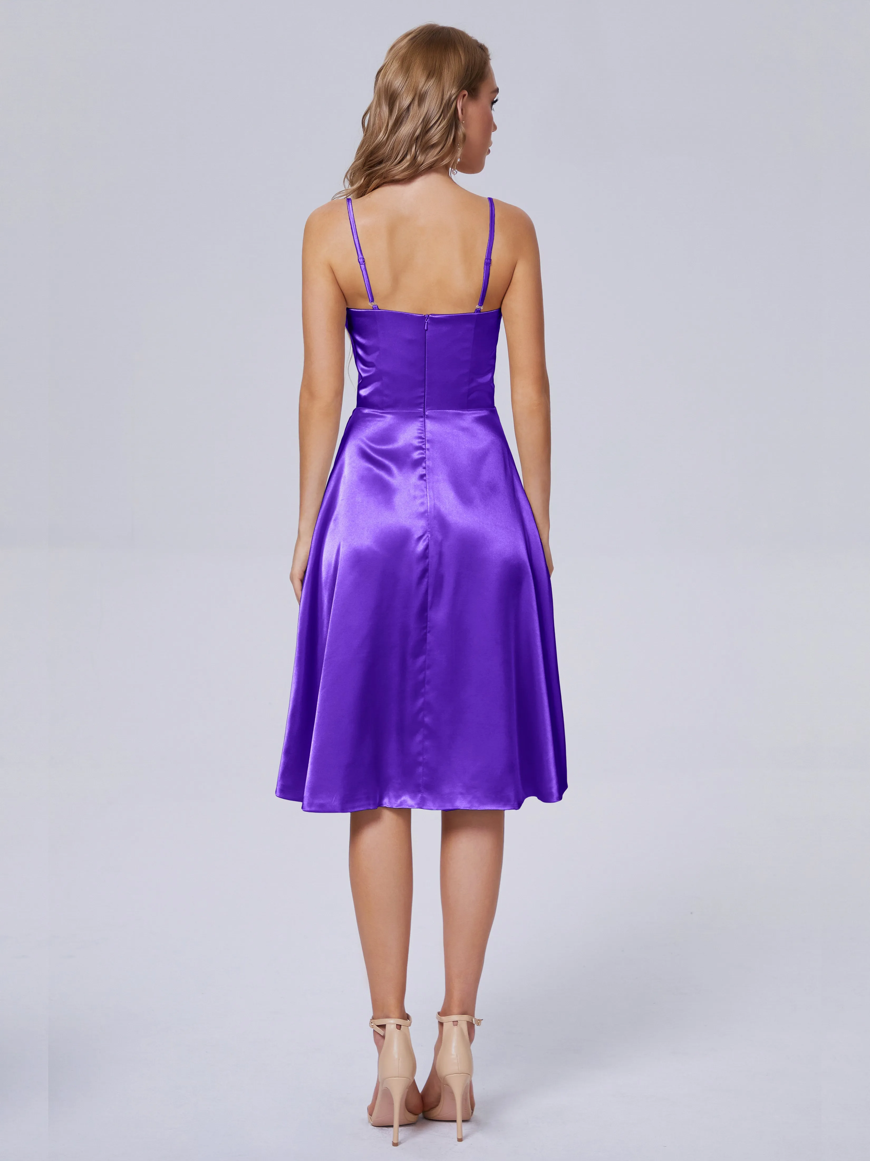 Marley Elegant Split Short Soft Satin Bridesmaid Dresses