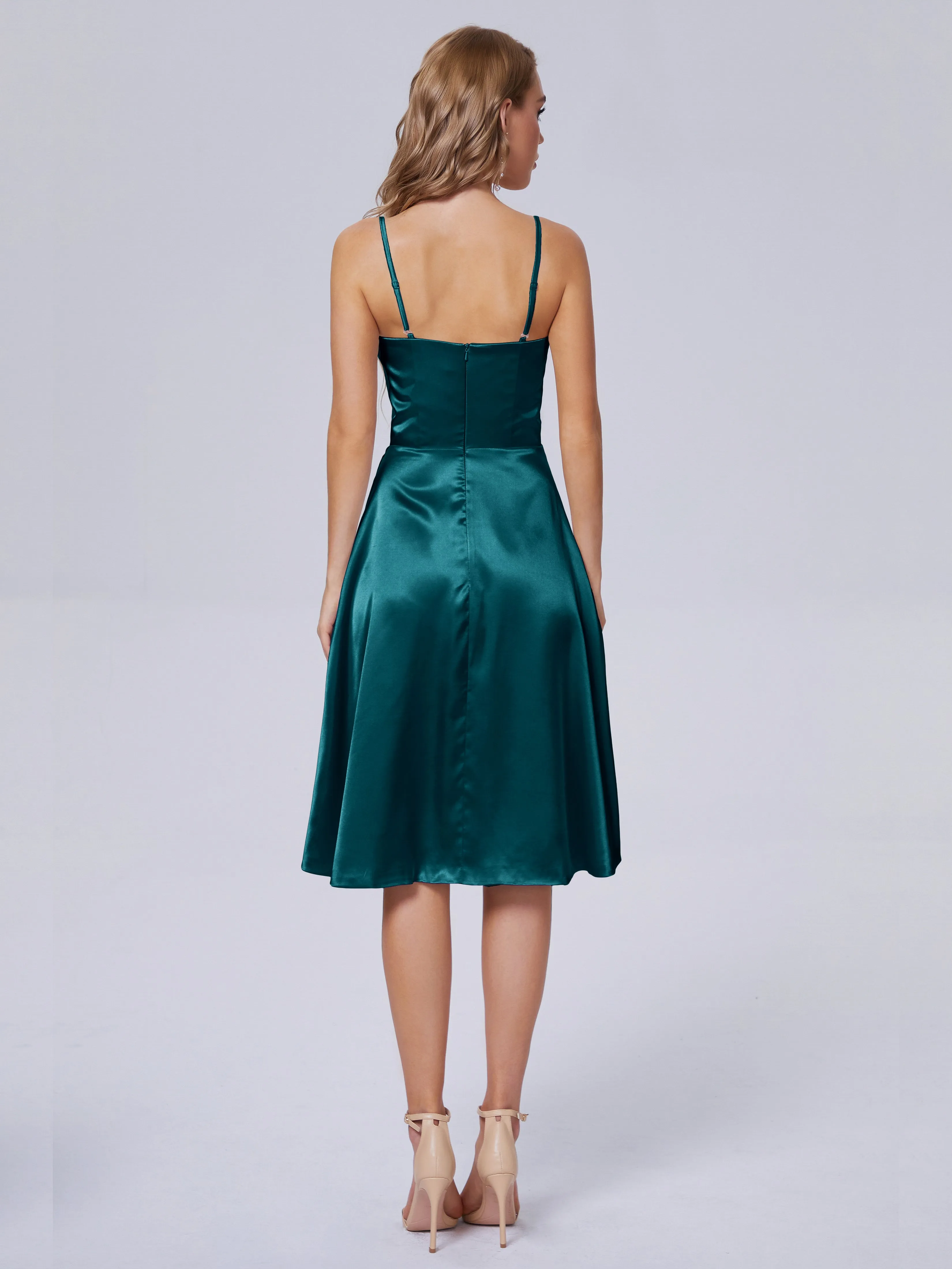 Marley Elegant Split Short Soft Satin Bridesmaid Dresses