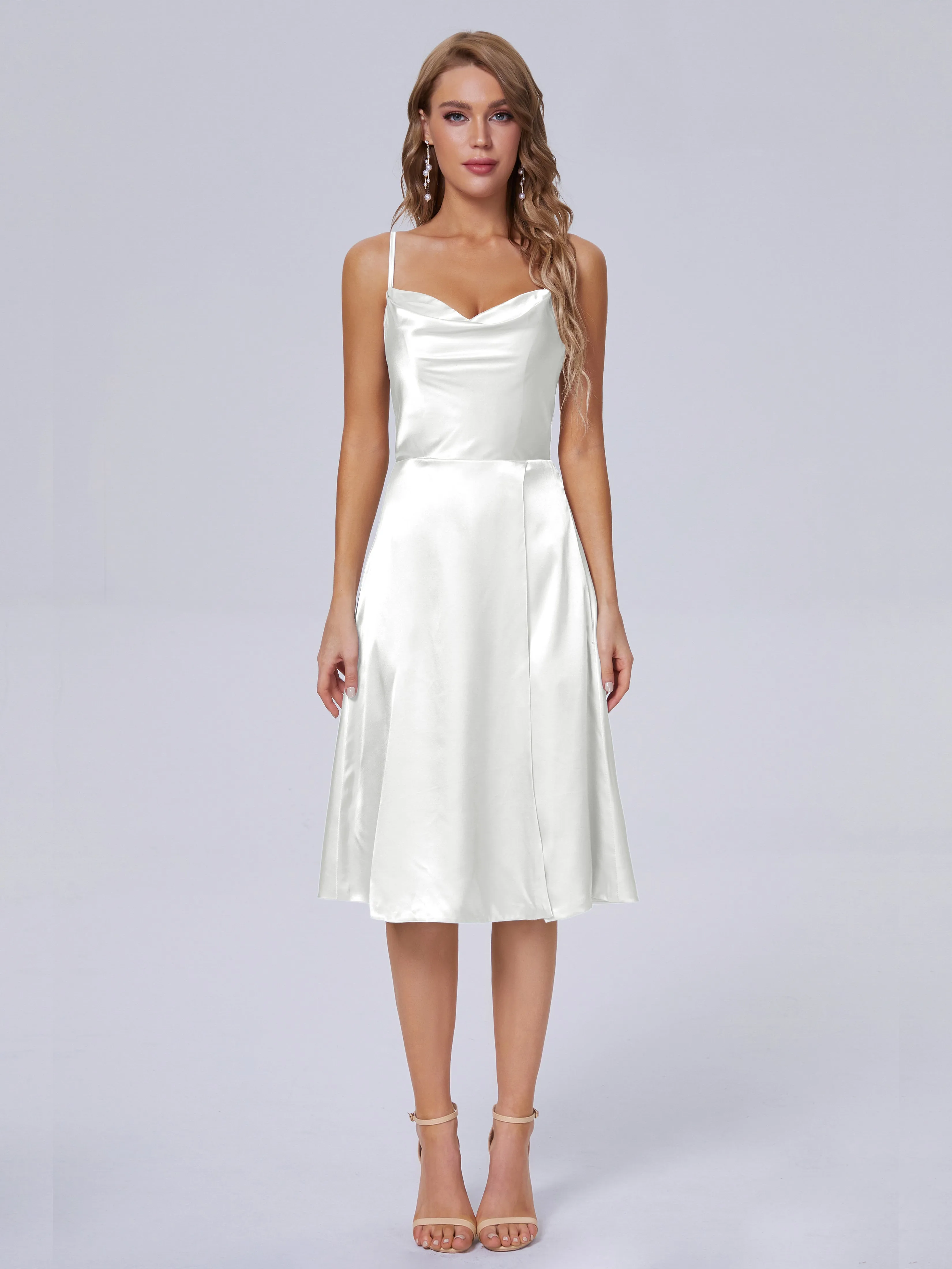 Marley Elegant Split Short Soft Satin Bridesmaid Dresses