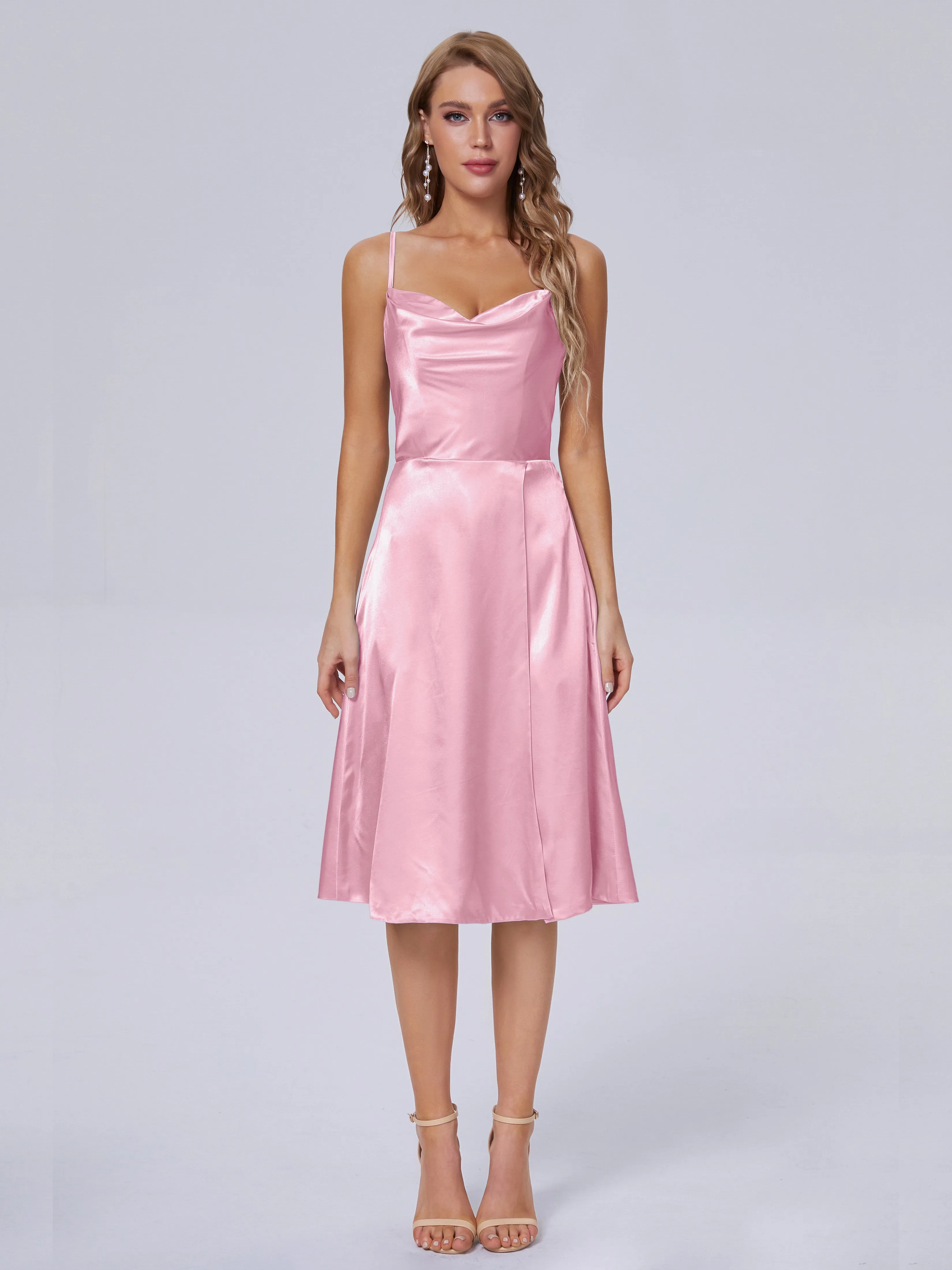 Marley Elegant Split Short Soft Satin Bridesmaid Dresses