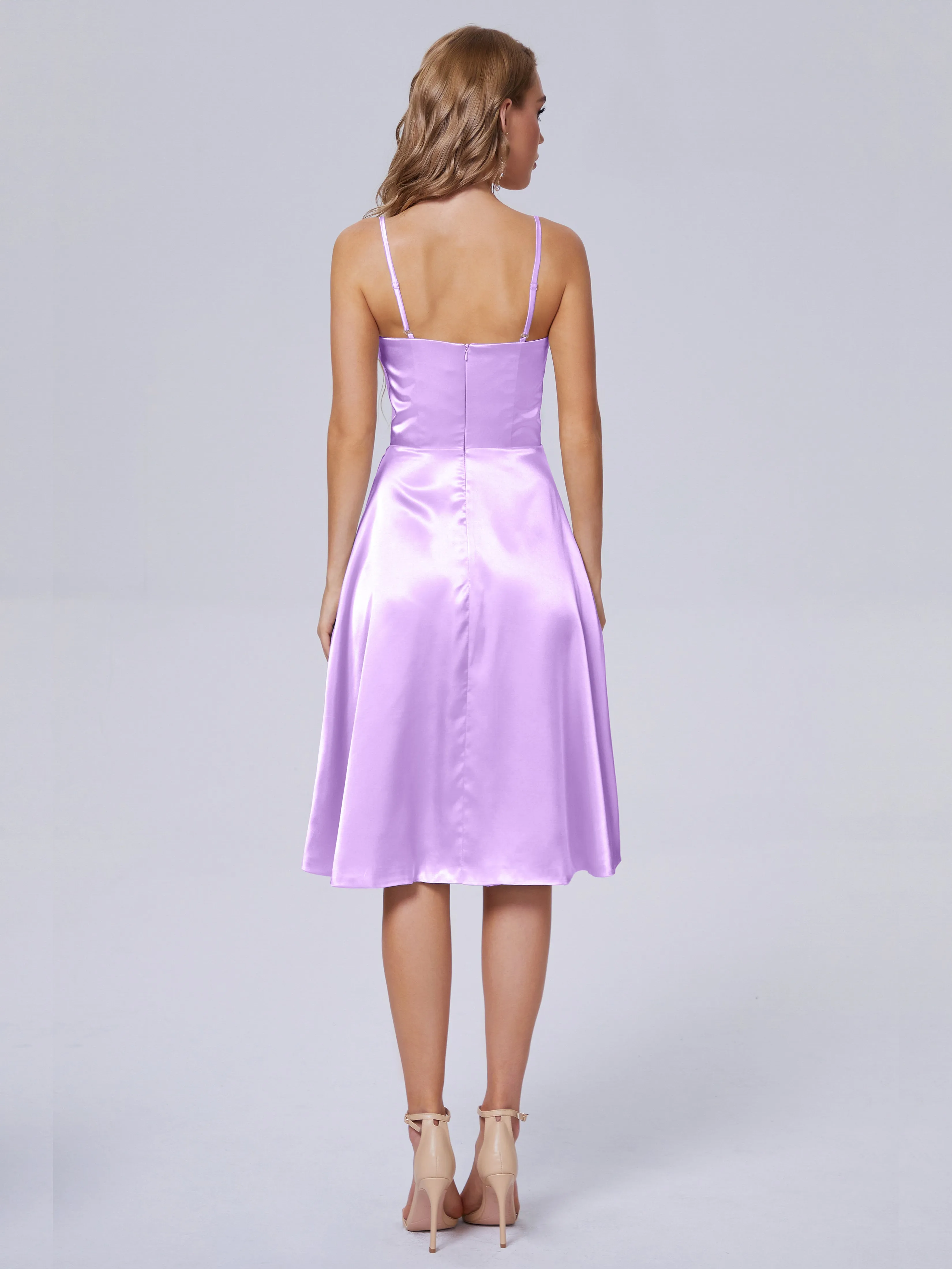 Marley Elegant Split Short Soft Satin Bridesmaid Dresses