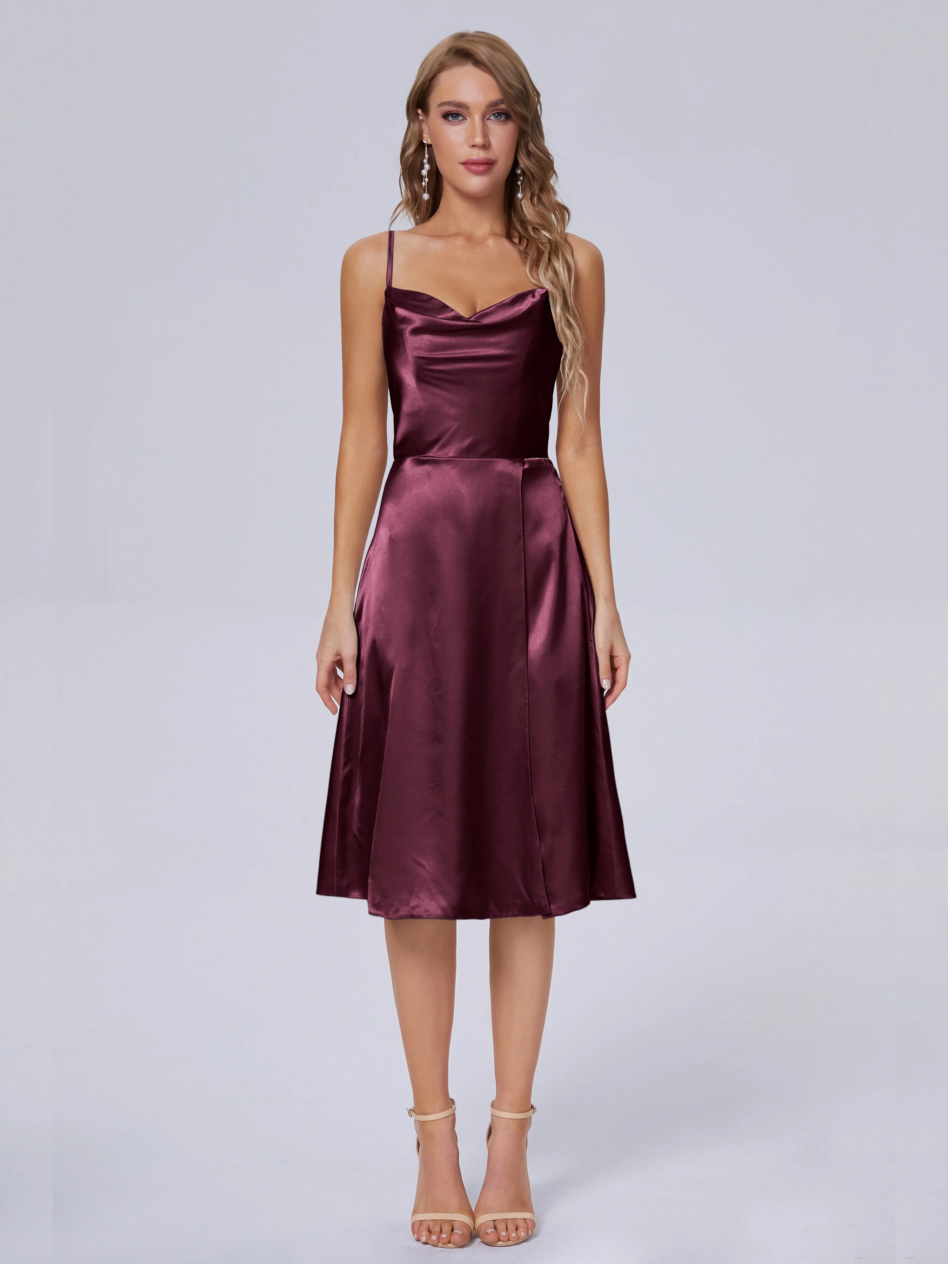 Marley Elegant Split Short Soft Satin Bridesmaid Dresses