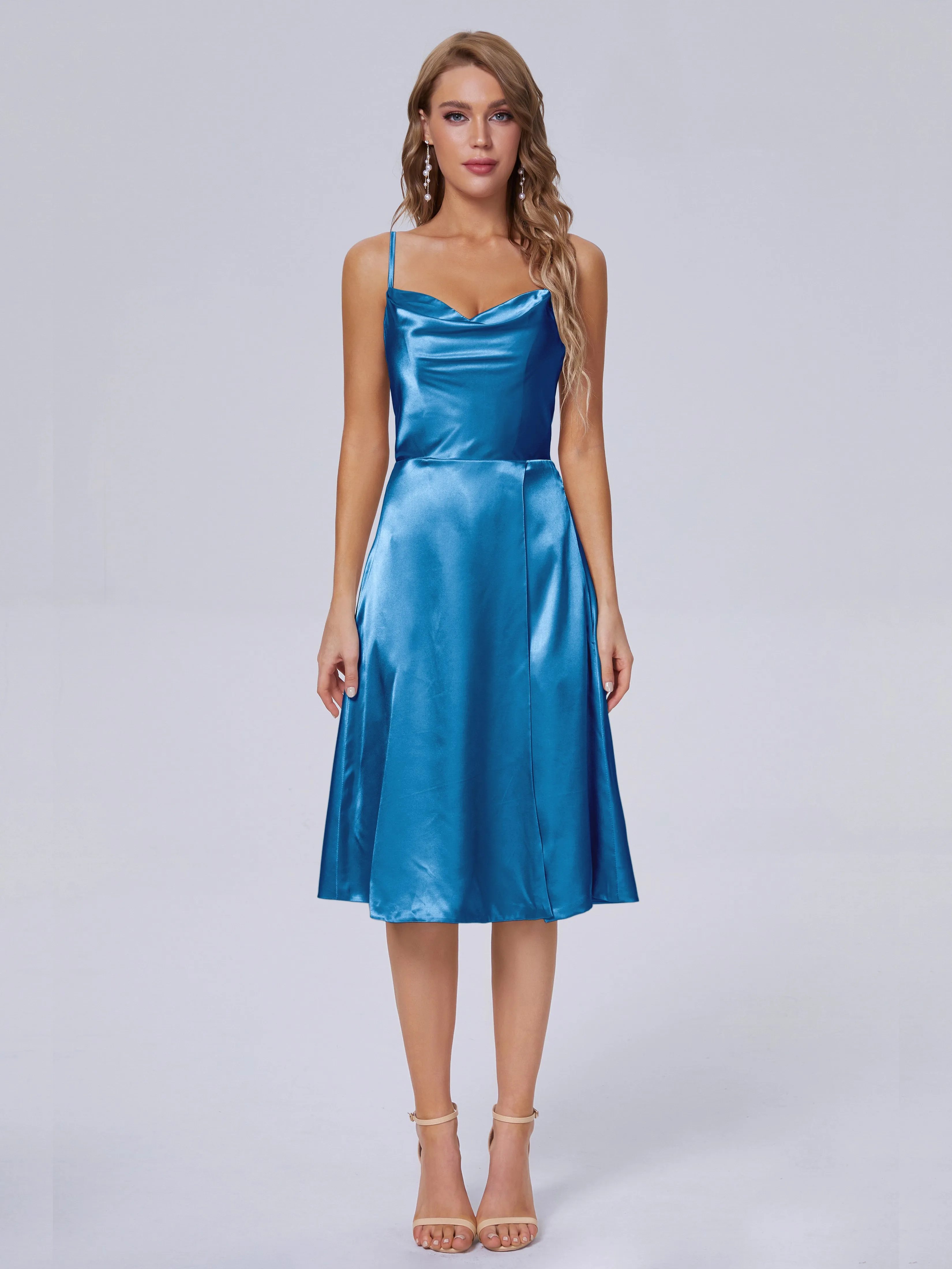 Marley Elegant Split Short Soft Satin Bridesmaid Dresses