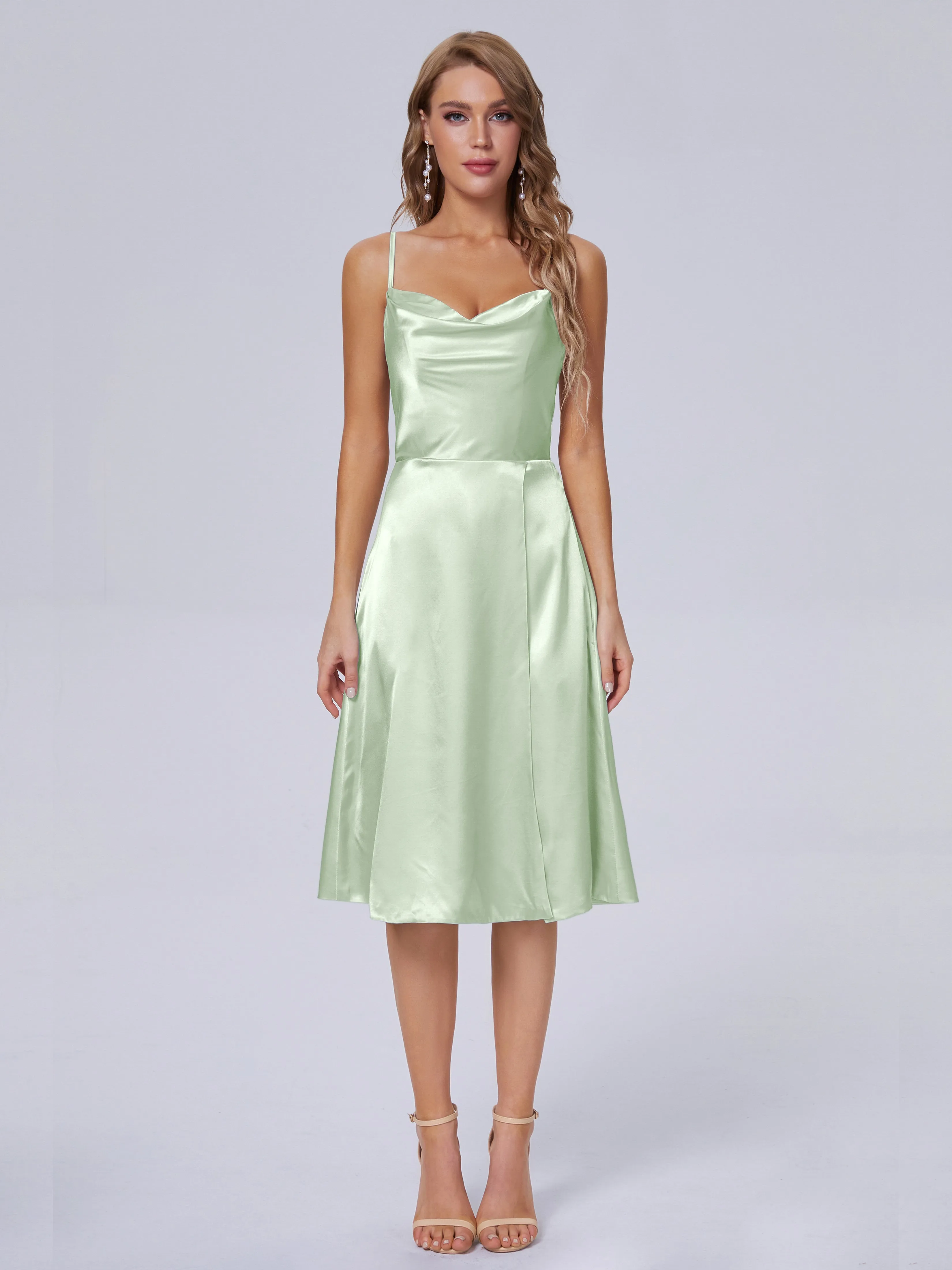 Marley Elegant Split Short Soft Satin Bridesmaid Dresses