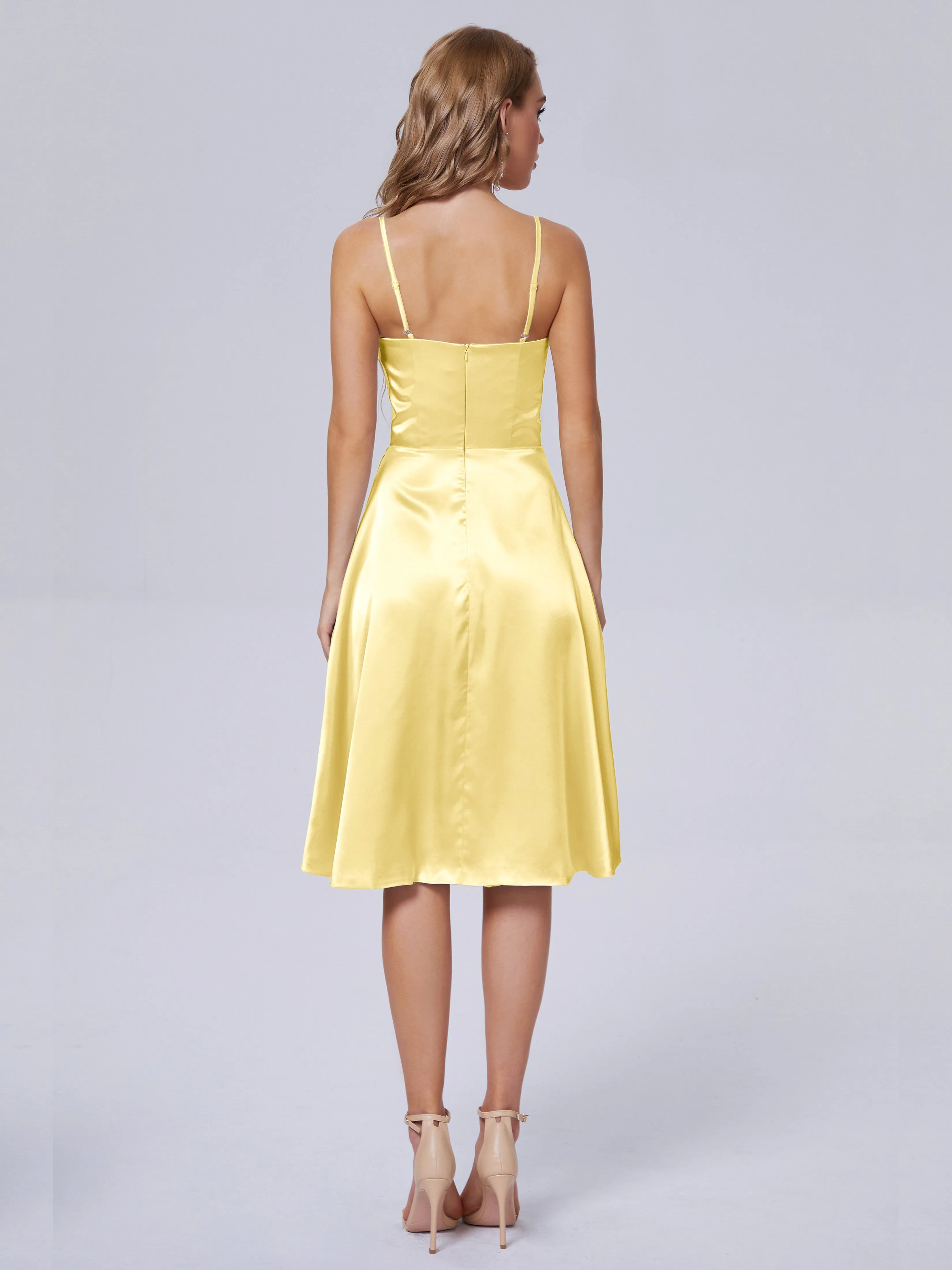 Marley Elegant Split Short Soft Satin Bridesmaid Dresses