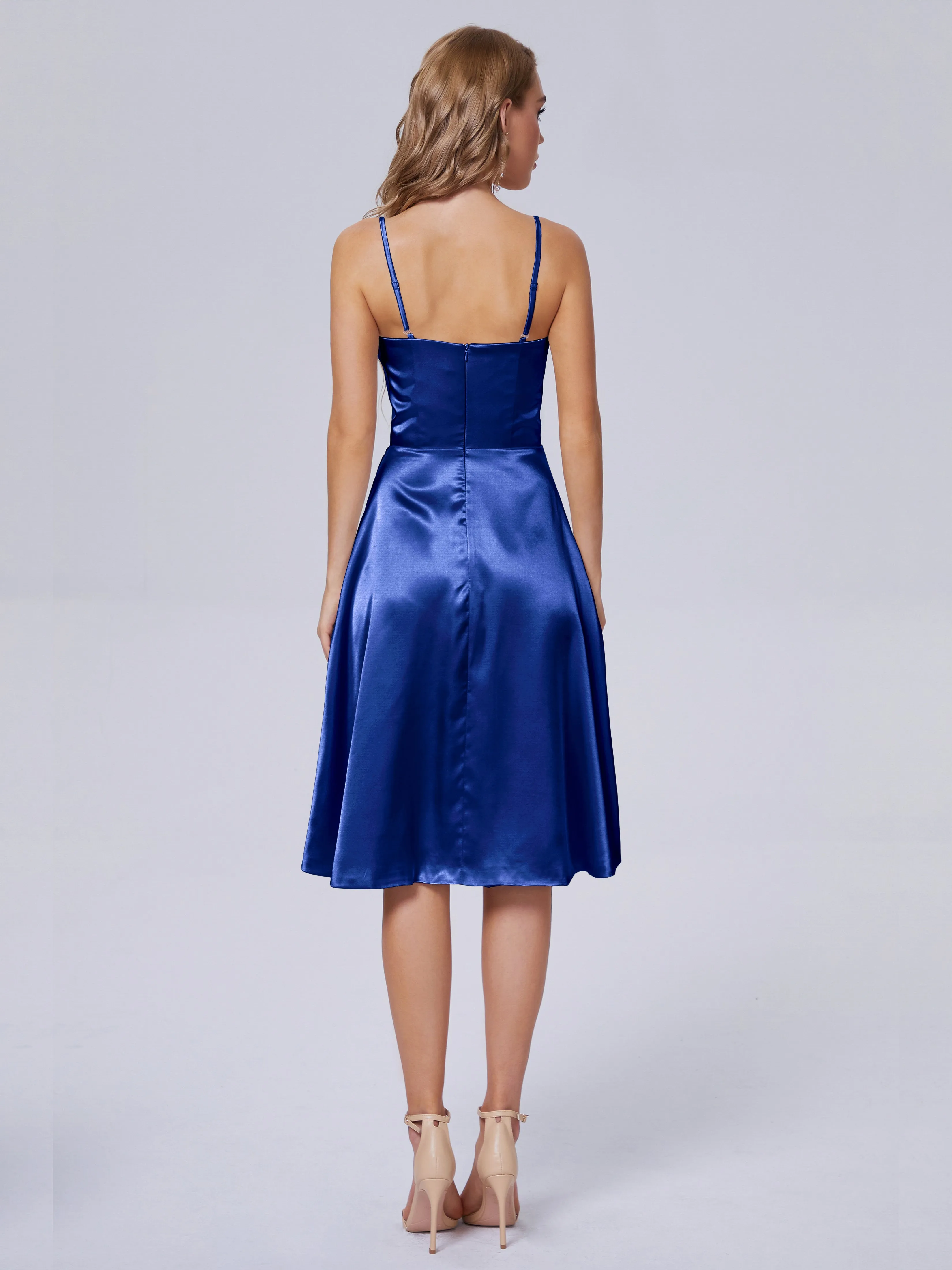 Marley Elegant Split Short Soft Satin Bridesmaid Dresses