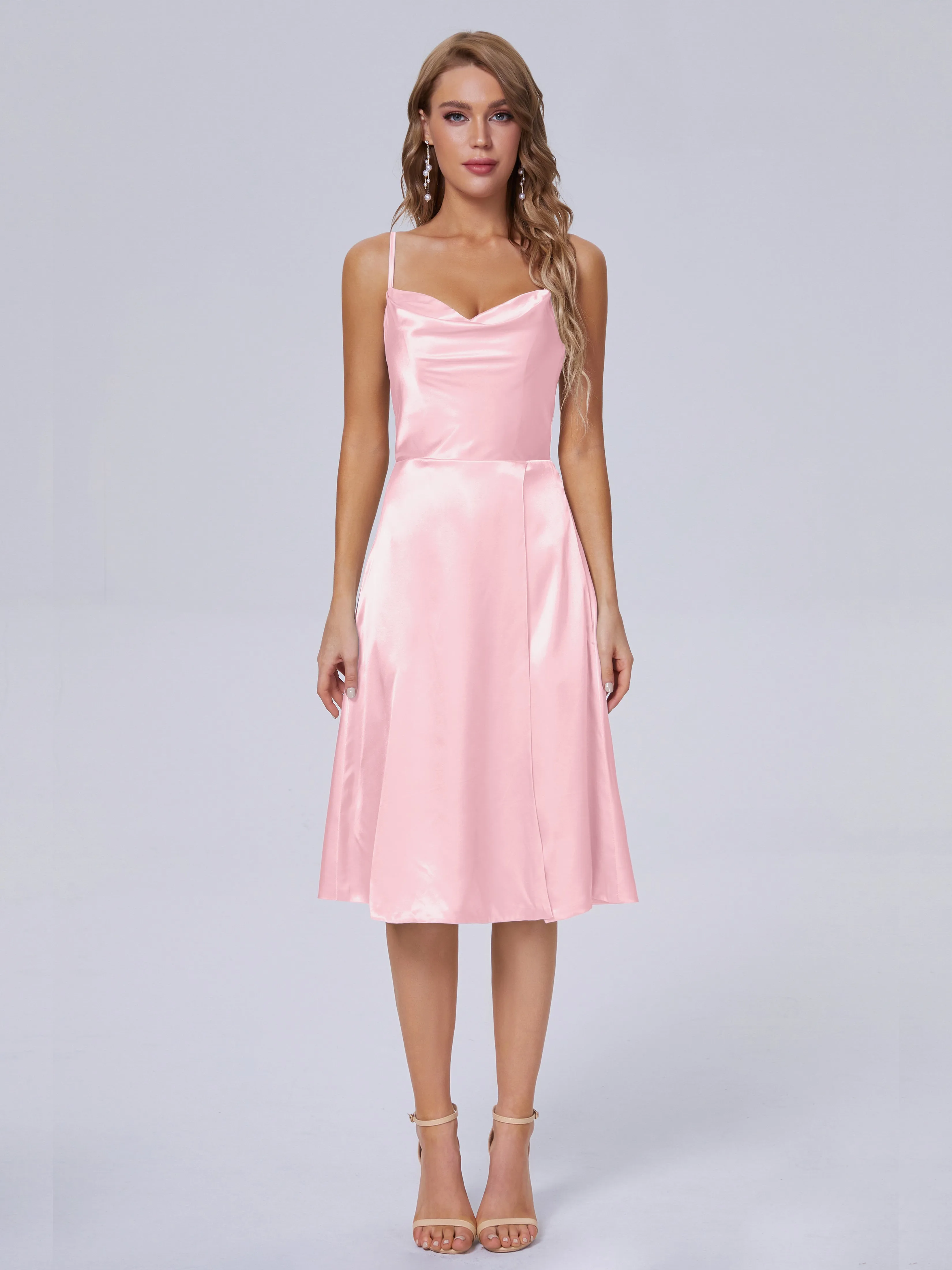 Marley Elegant Split Short Soft Satin Bridesmaid Dresses