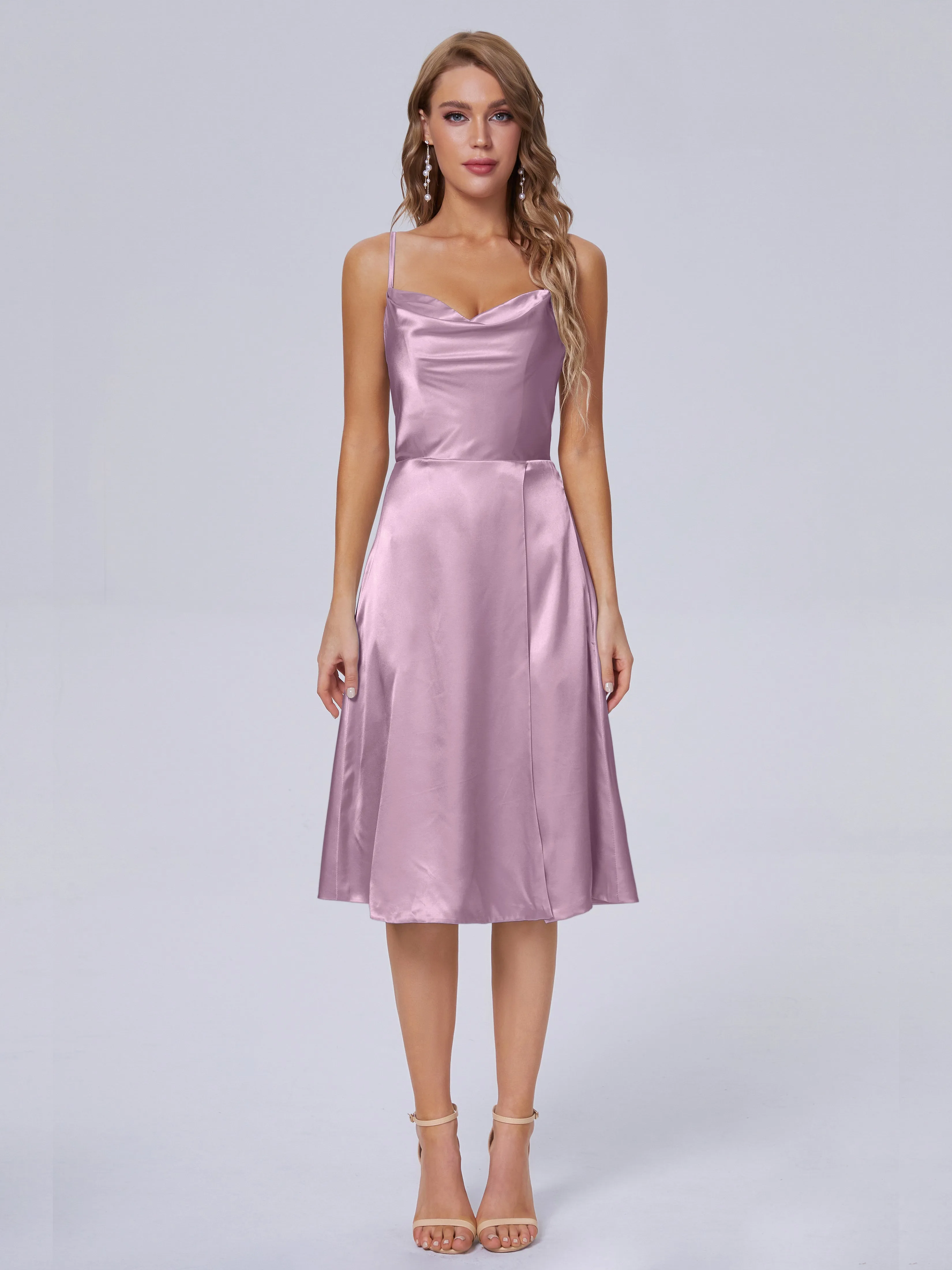 Marley Elegant Split Short Soft Satin Bridesmaid Dresses