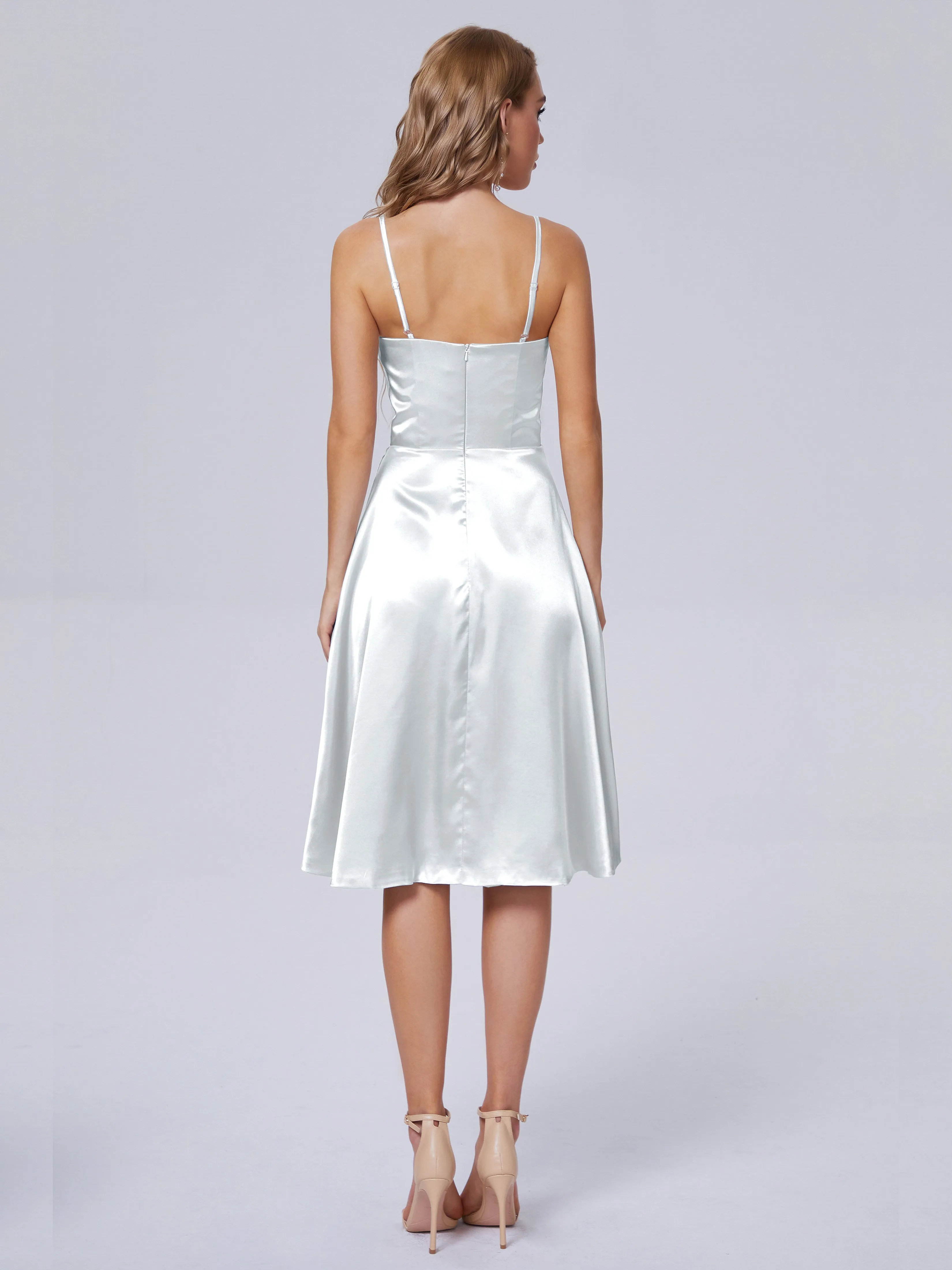 Marley Elegant Split Short Soft Satin Bridesmaid Dresses