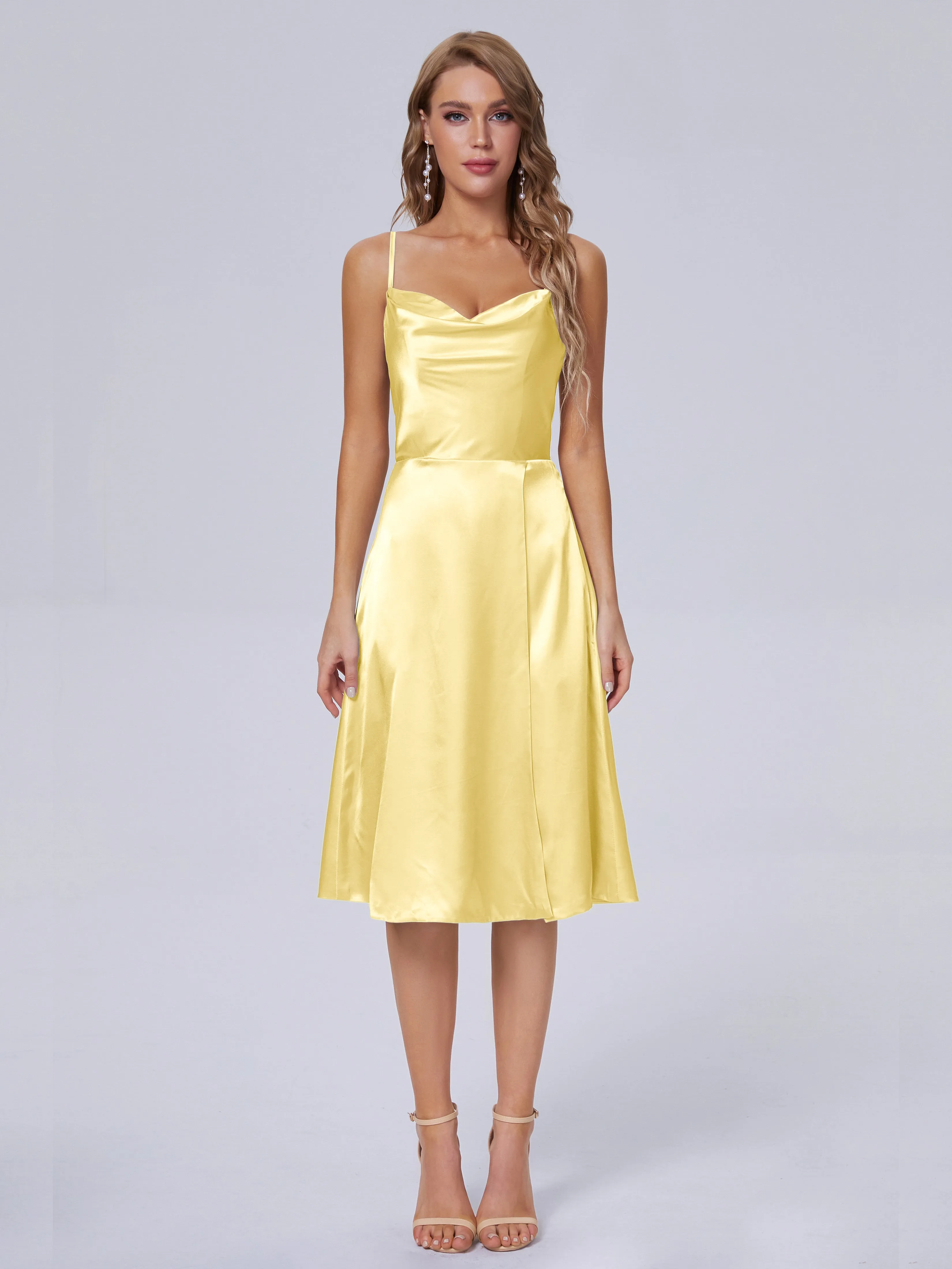 Marley Elegant Split Short Soft Satin Bridesmaid Dresses