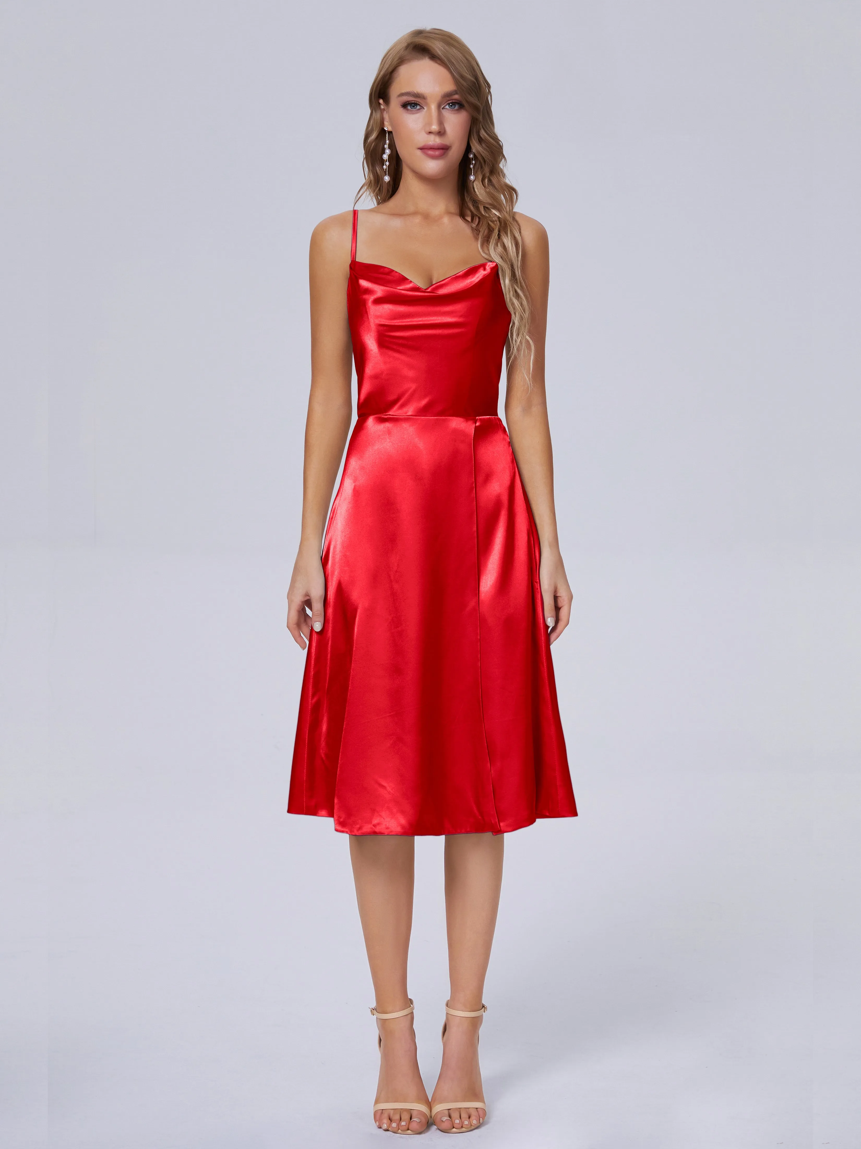 Marley Elegant Split Short Soft Satin Bridesmaid Dresses