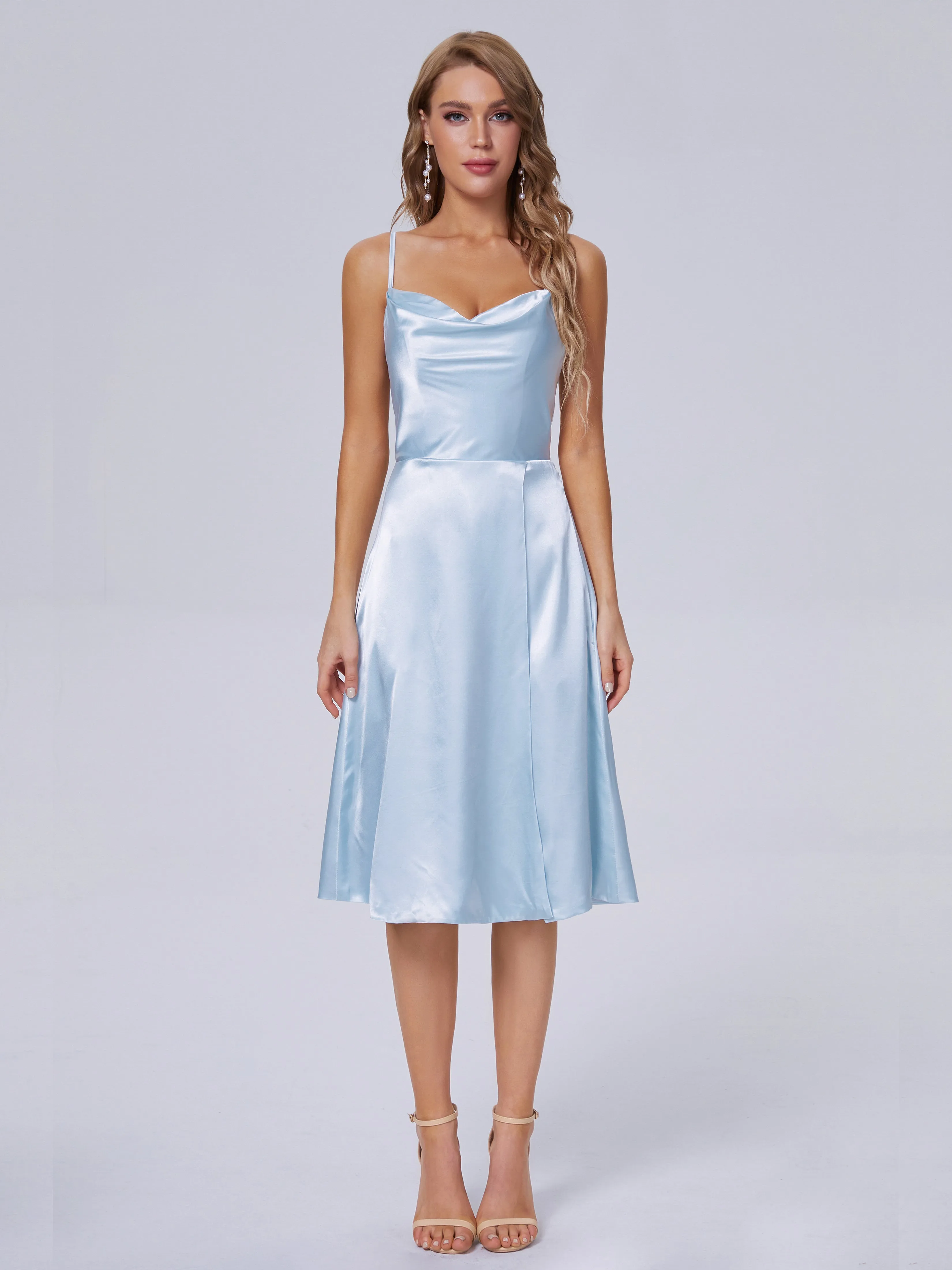 Marley Elegant Split Short Soft Satin Bridesmaid Dresses