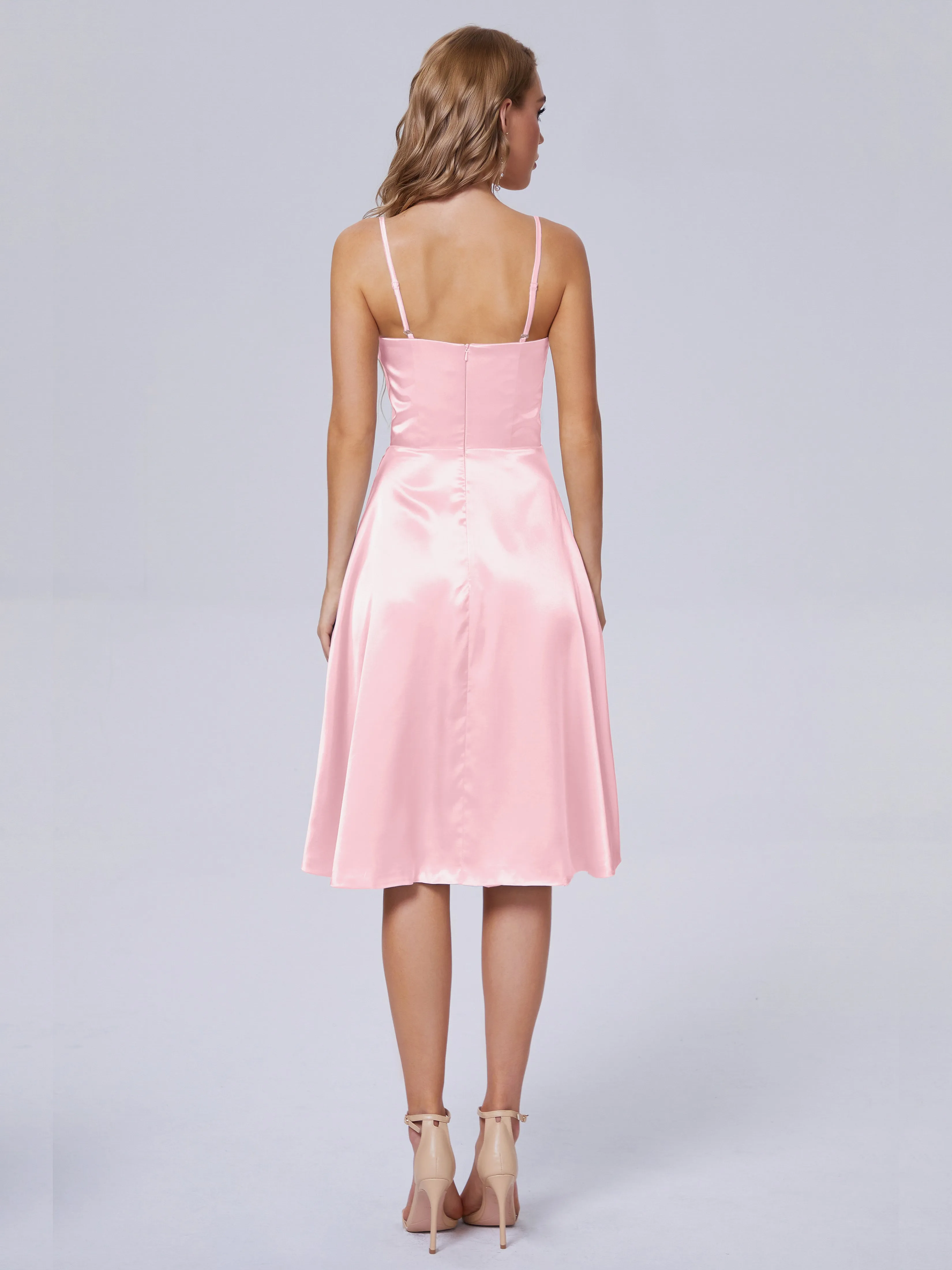 Marley Elegant Split Short Soft Satin Bridesmaid Dresses