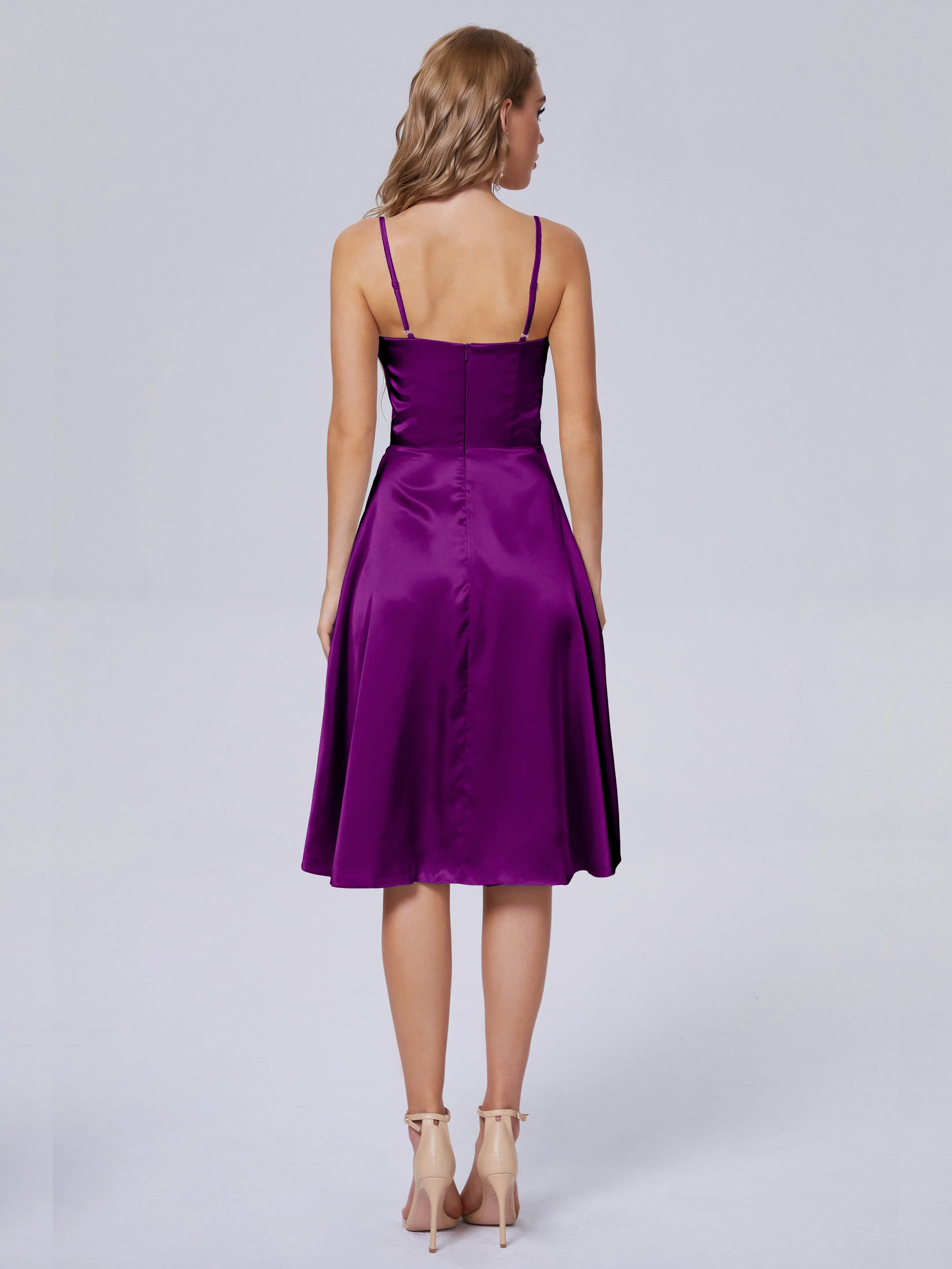 Marley Elegant Split Short Soft Satin Bridesmaid Dresses