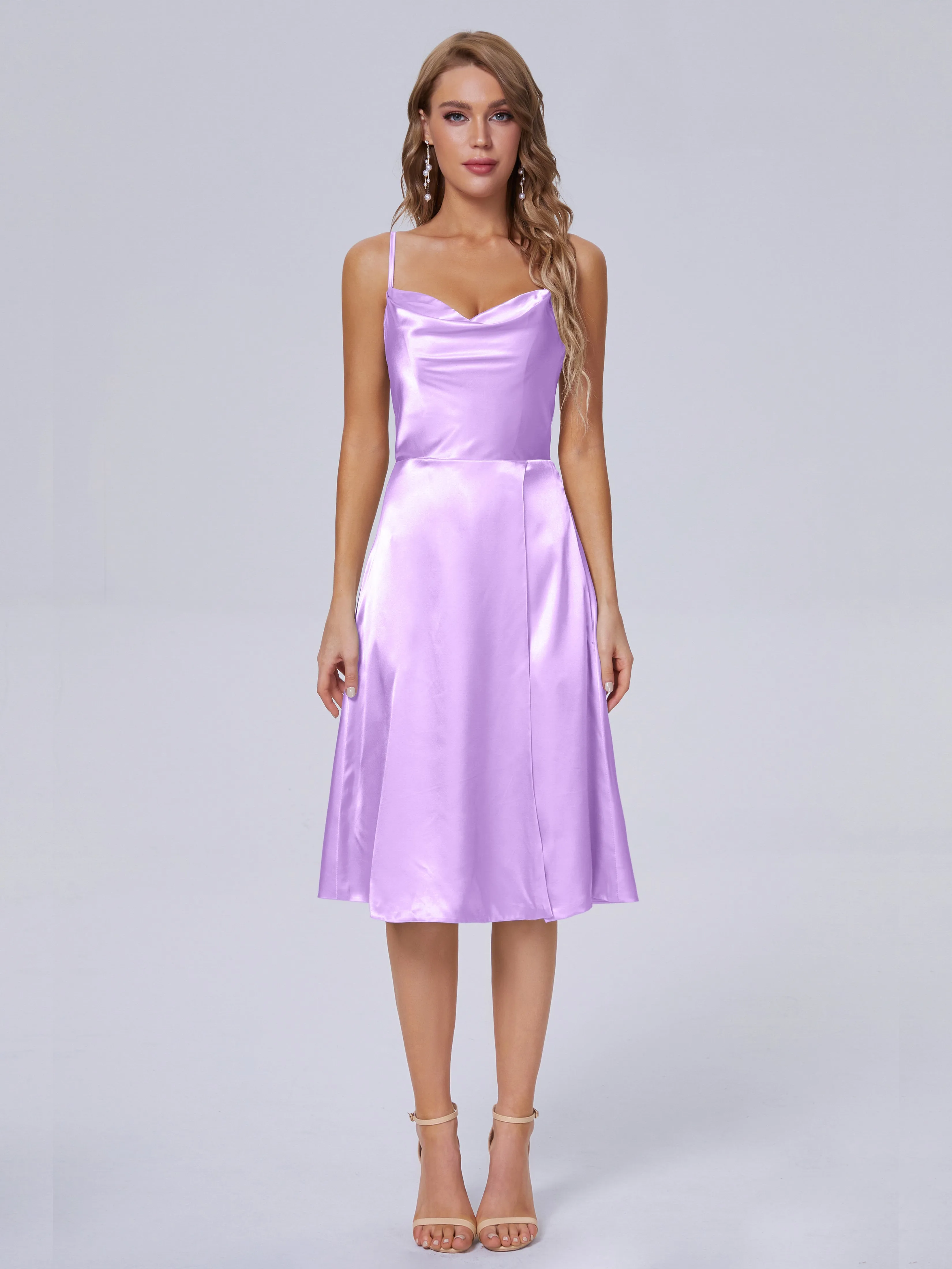 Marley Elegant Split Short Soft Satin Bridesmaid Dresses