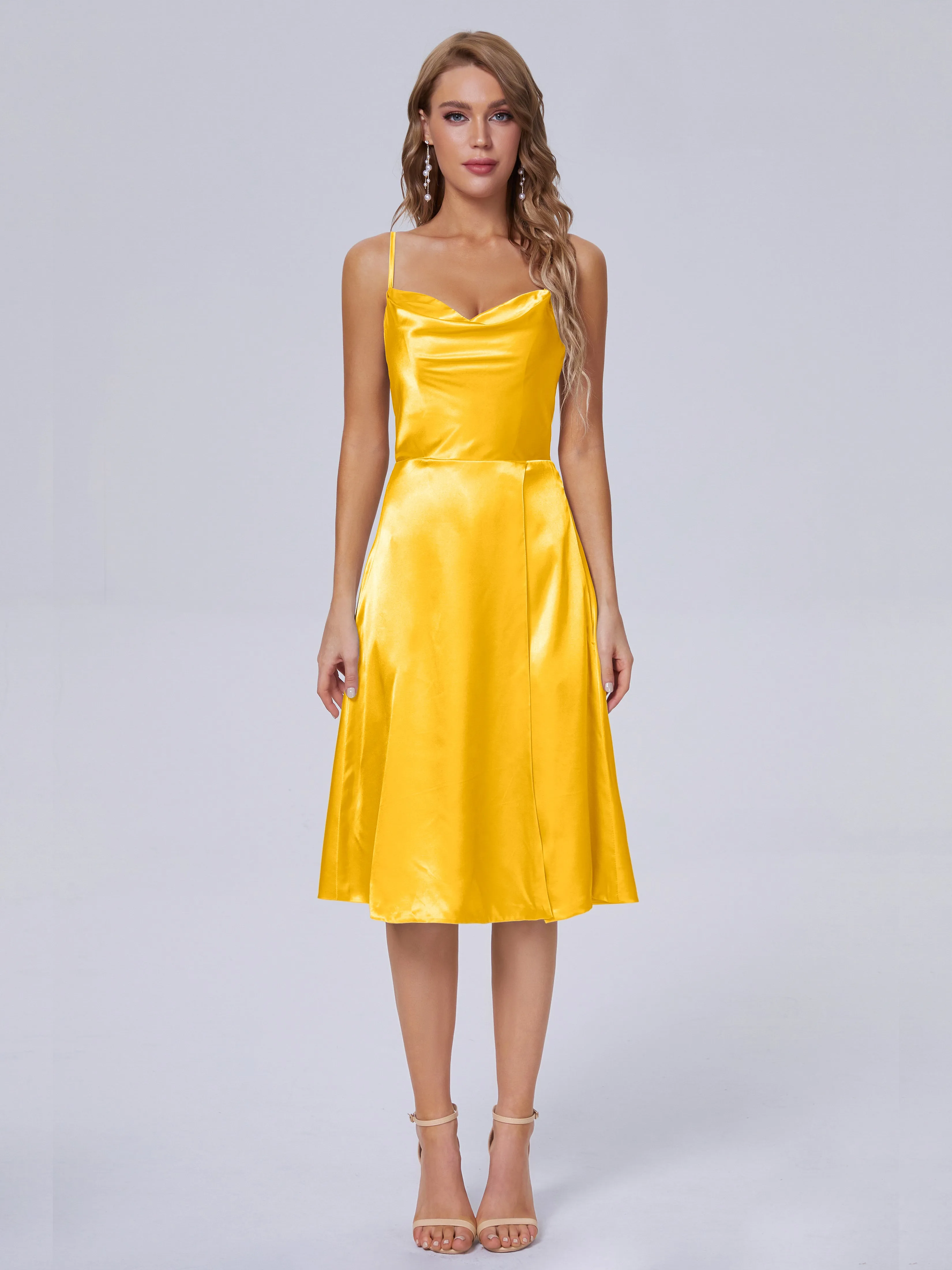 Marley Elegant Split Short Soft Satin Bridesmaid Dresses