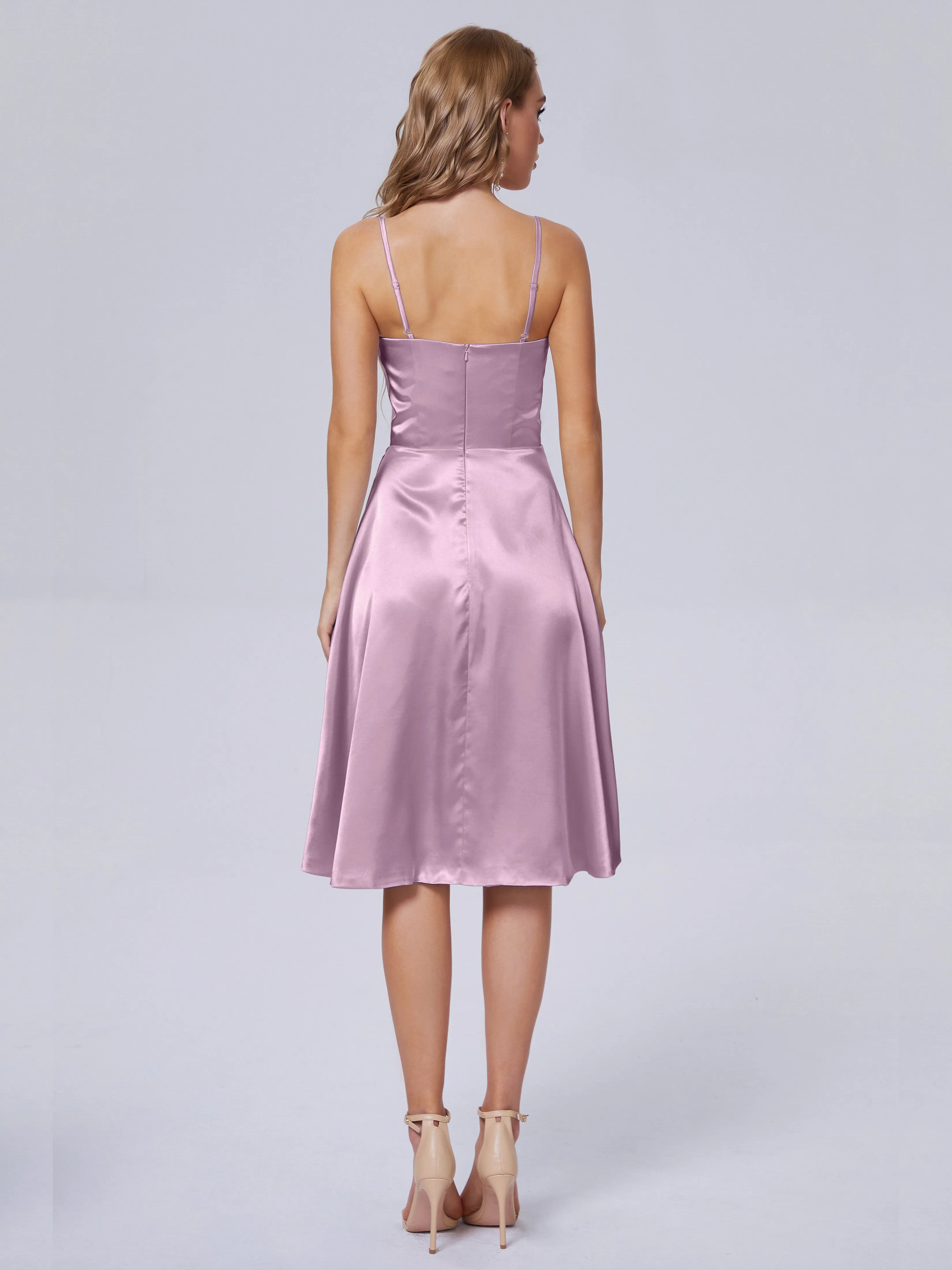 Marley Elegant Split Short Soft Satin Bridesmaid Dresses
