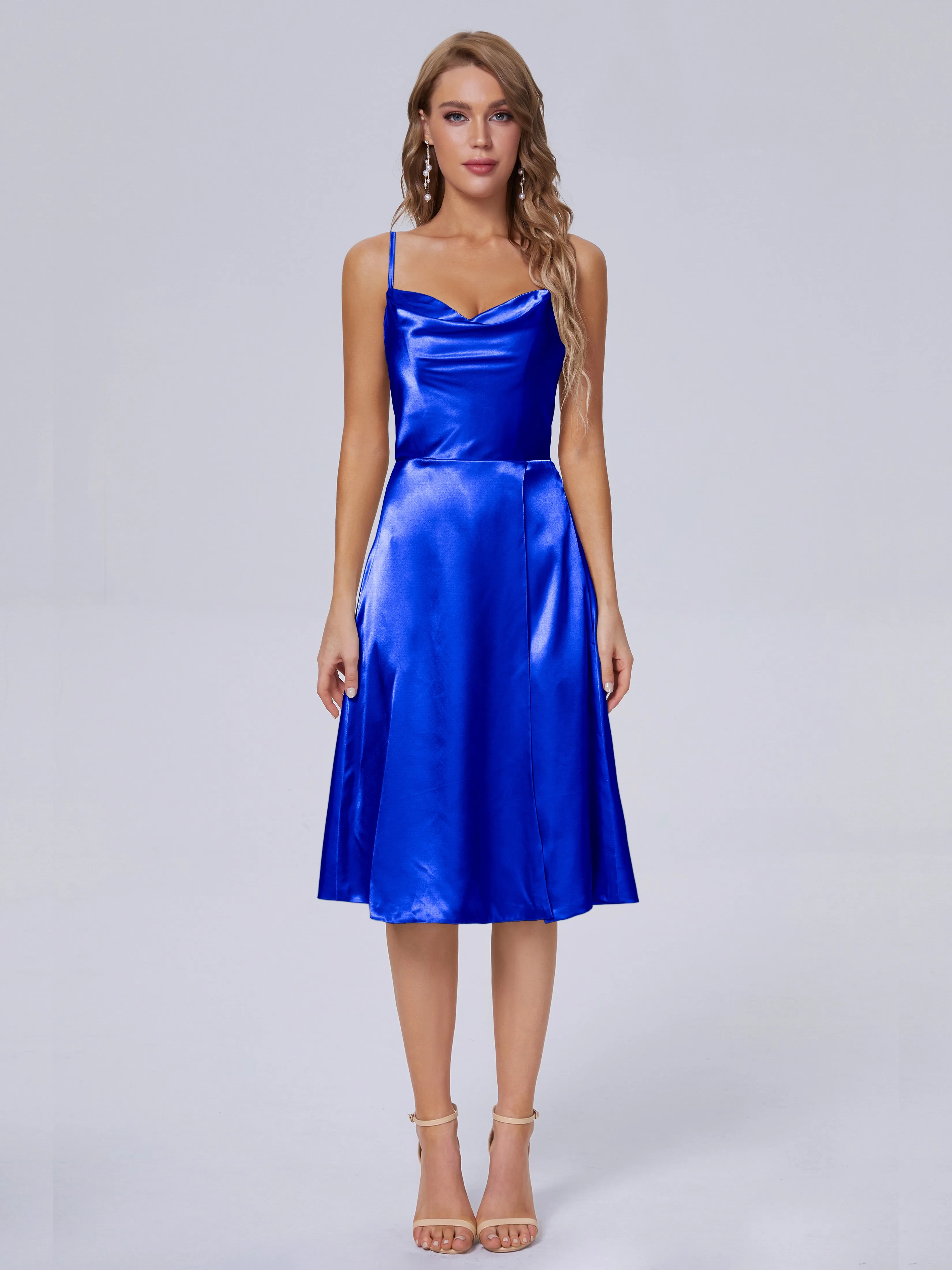 Marley Elegant Split Short Soft Satin Bridesmaid Dresses